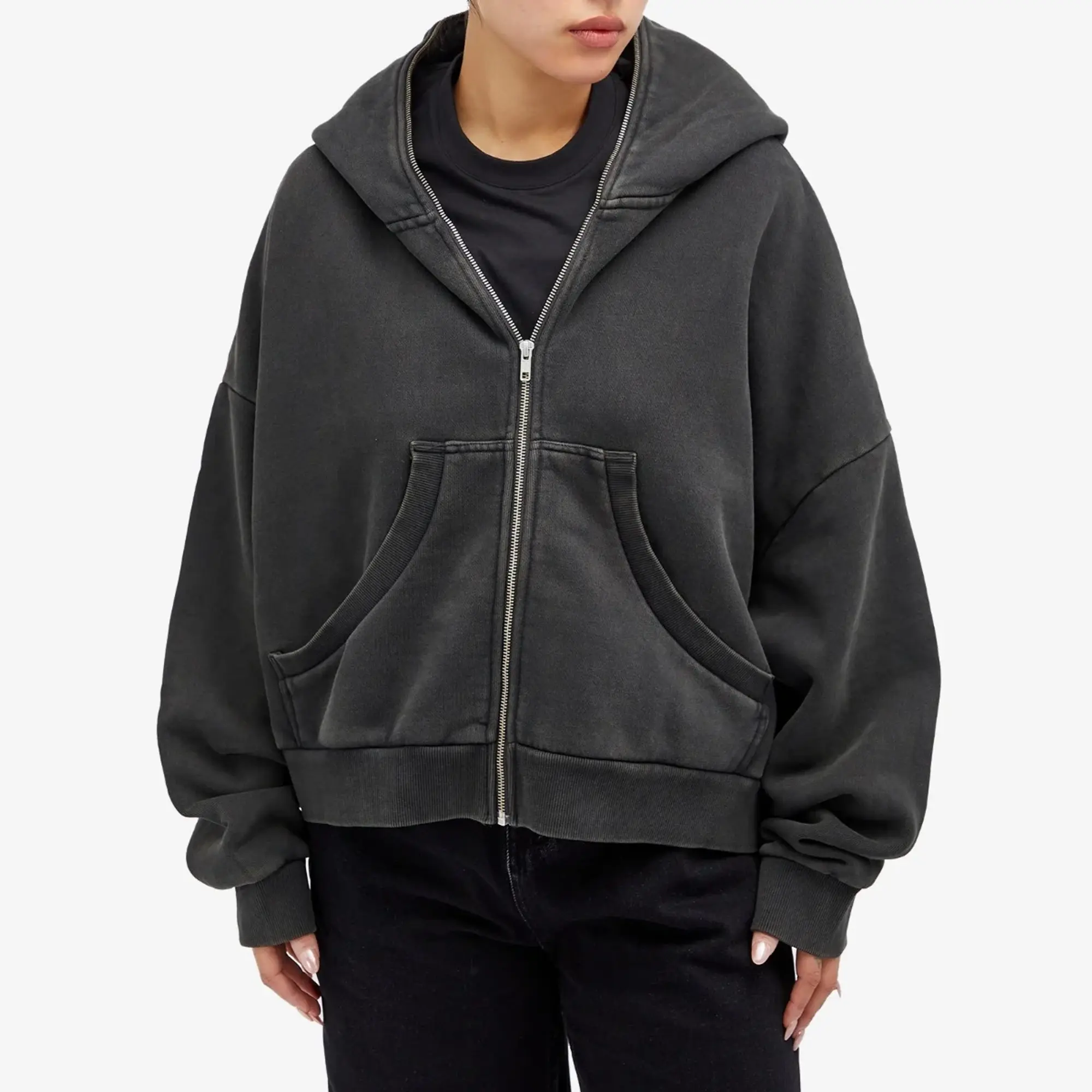 Entire Studios Eternal Full- Zip Hoodie Washed Black