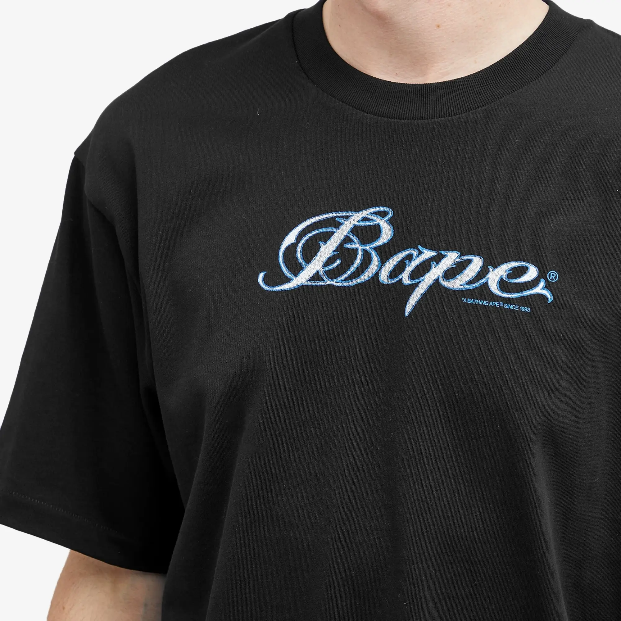 T-Shirt A Bathing Ape Logo Relaxed Fit Short Sleeve Tee Black L