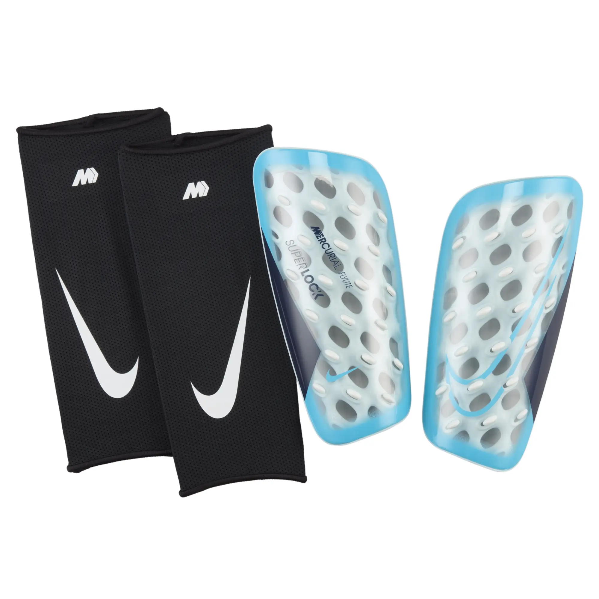 Nike Mercurial FlyLite SuperLock Football Shinguards - Blue