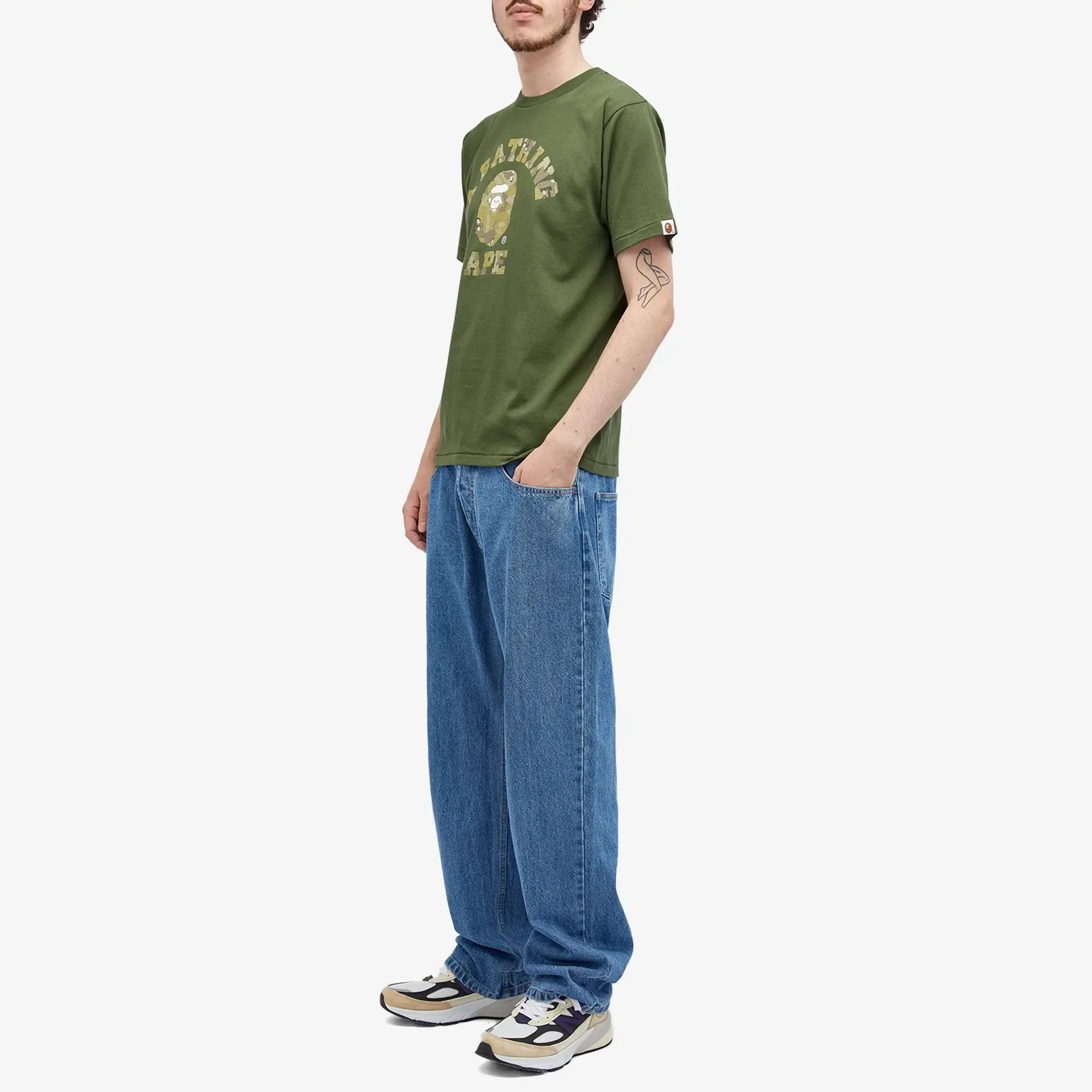 A Bathing Ape Men's Bitmap College T-Shirt Olive