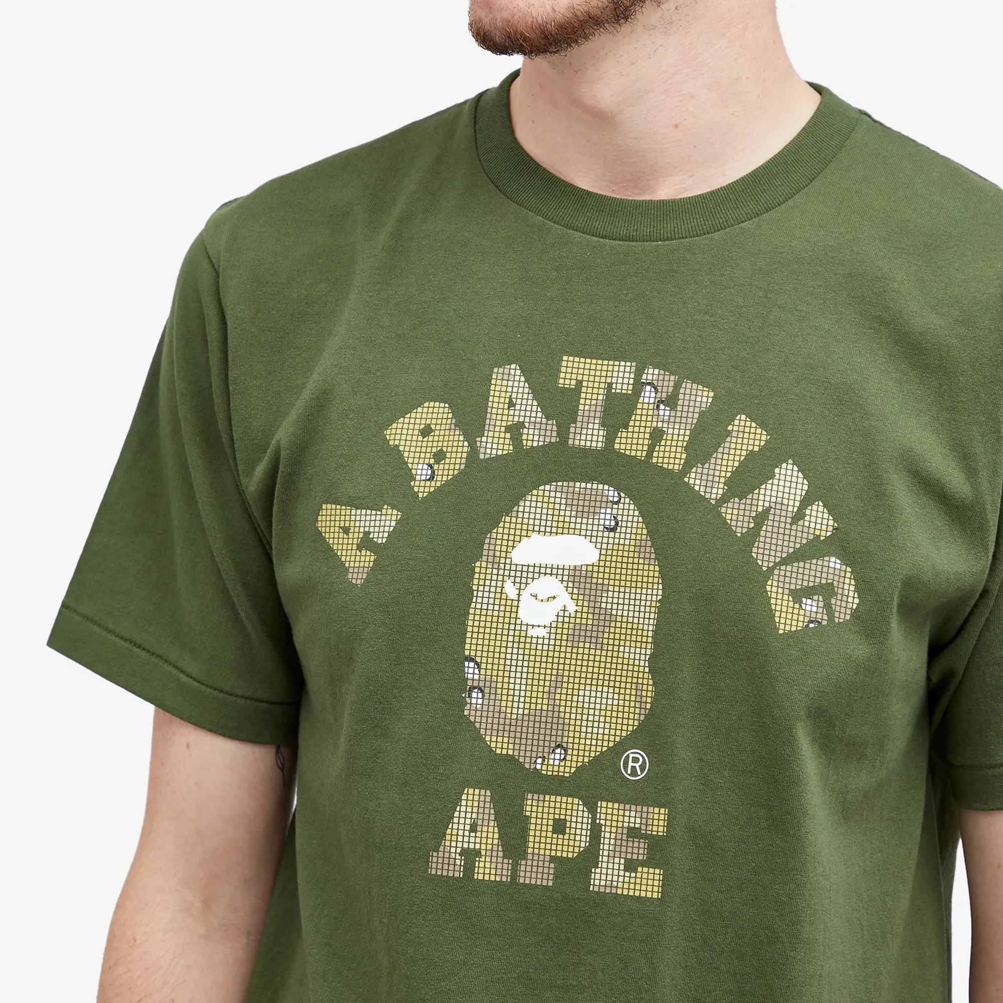 A Bathing Ape Men's Bitmap College T-Shirt Olive