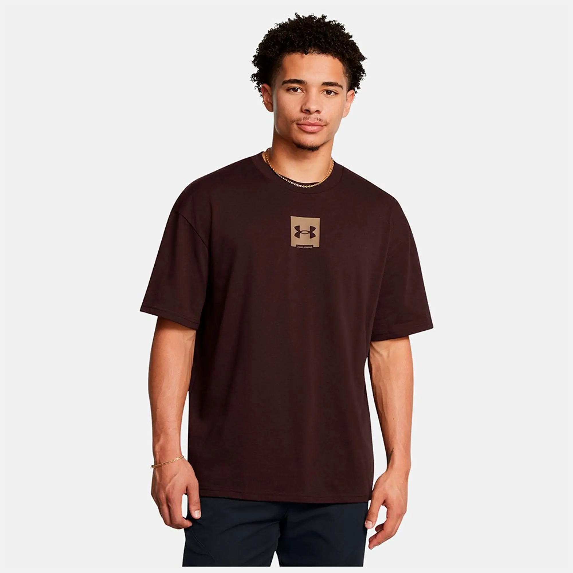 Men's  Under Armour  Heavyweight Oversized SM Box Short Sleeve Brown Obsidian / Coyote XXL