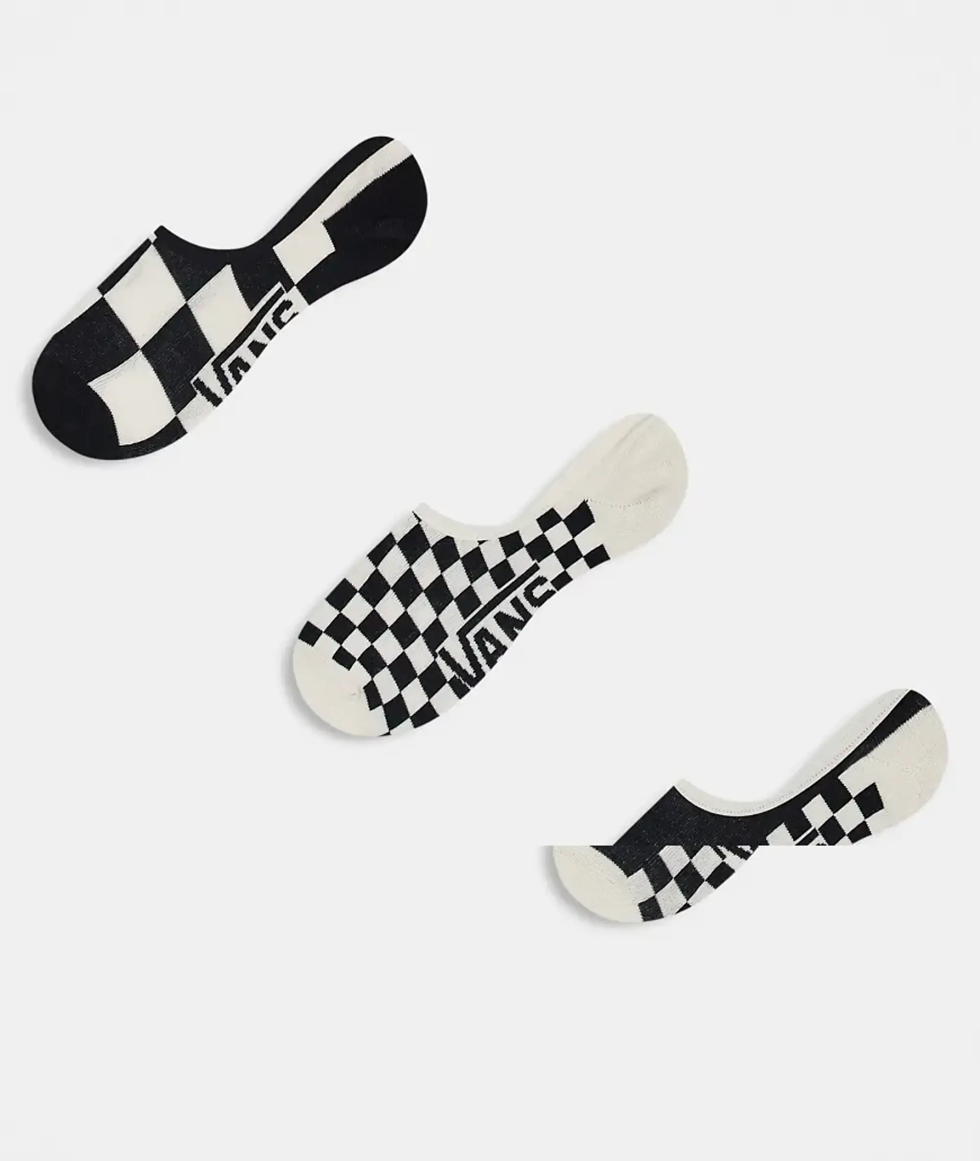 Vans 3 Pack Checkered Canoodle No Show Socks In Black And White-Multi