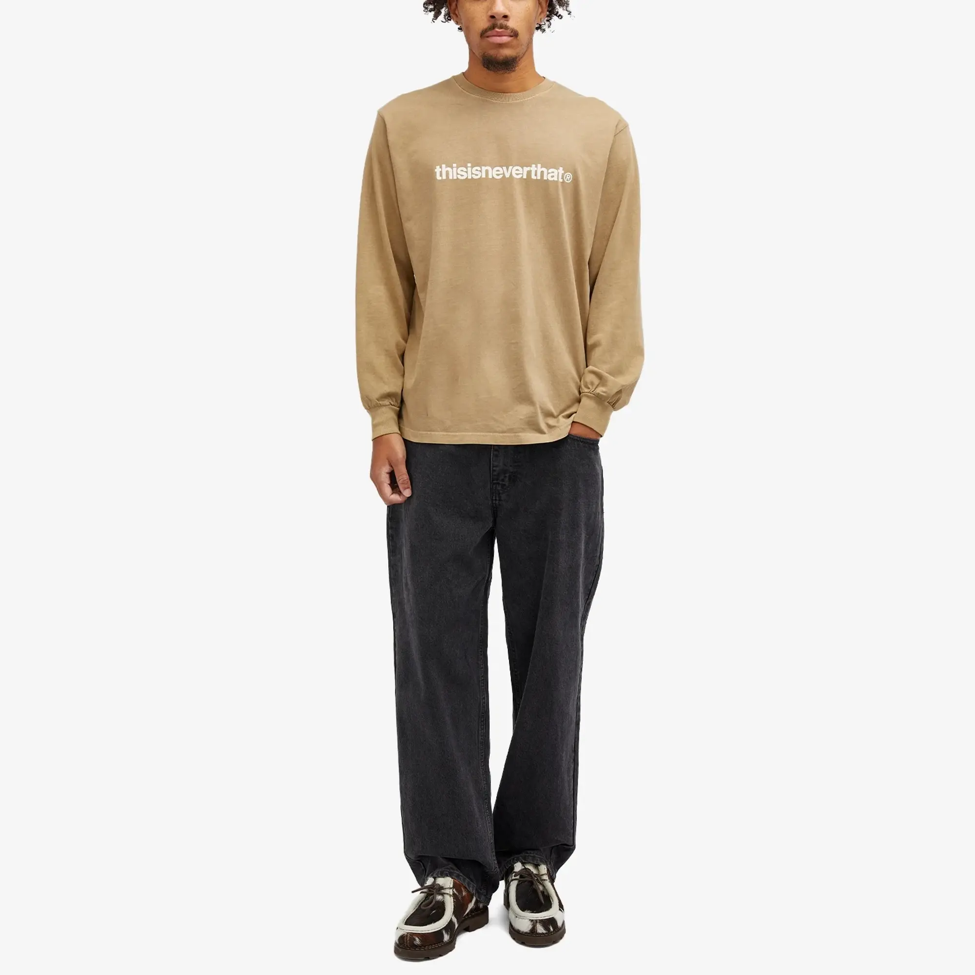 Crocs thisisneverthat Men's T-Logo Long Sleeve T-Shirt Coffee