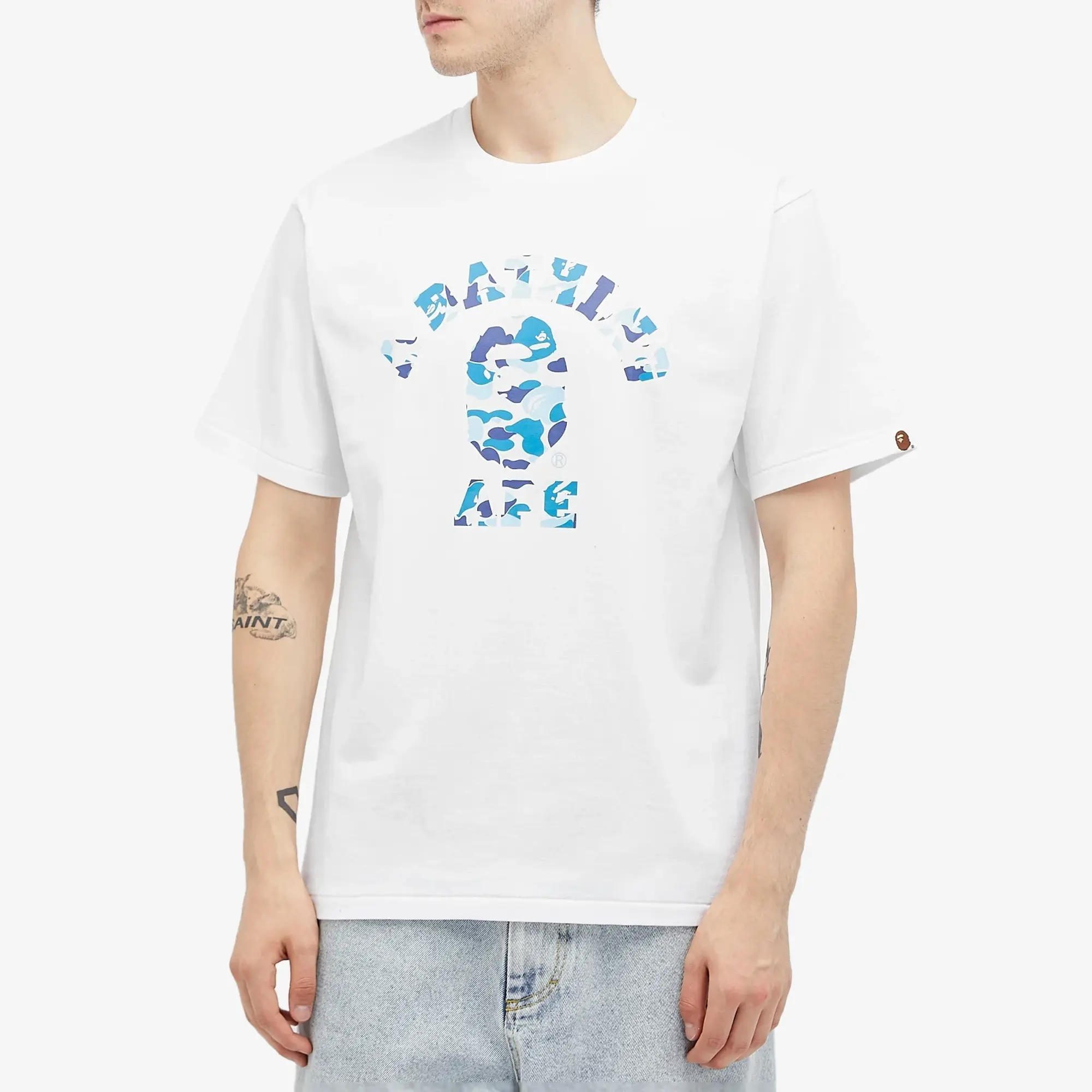 A Bathing Ape Abc Camo College Tee Men Shortsleeves White