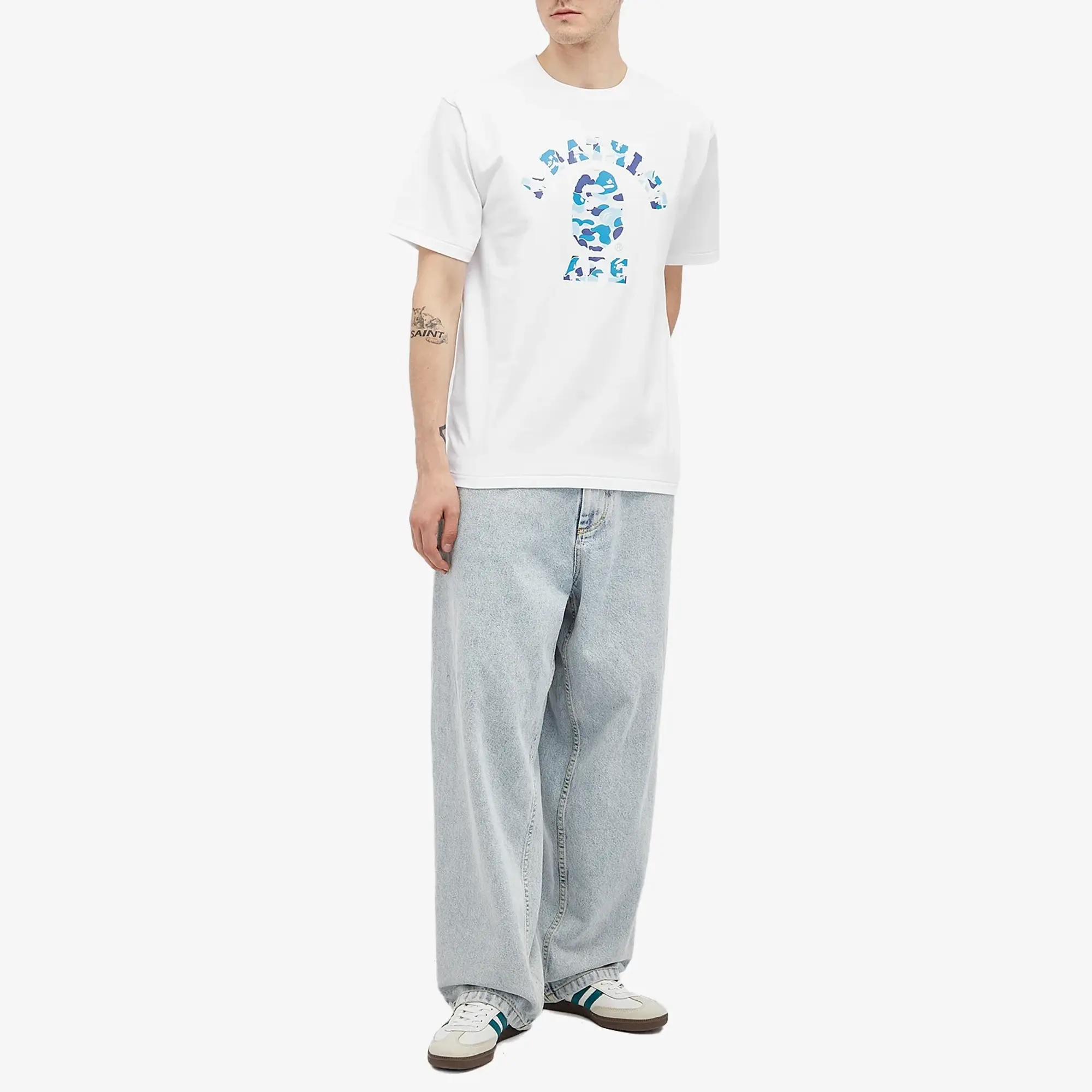 A Bathing Ape Abc Camo College Tee Men Shortsleeves White
