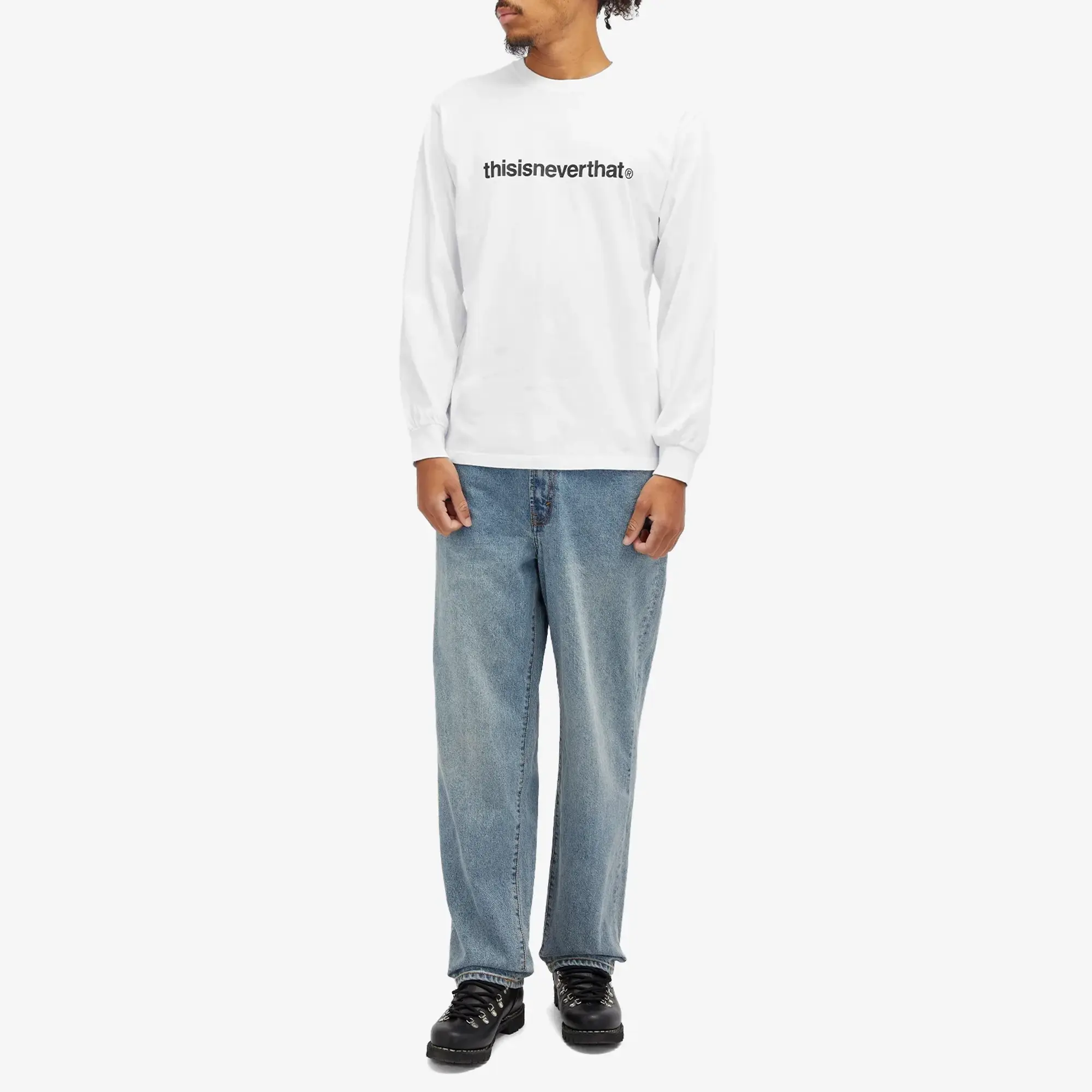 Crocs thisisneverthat Men's T-Logo Long Sleeve T-Shirt White