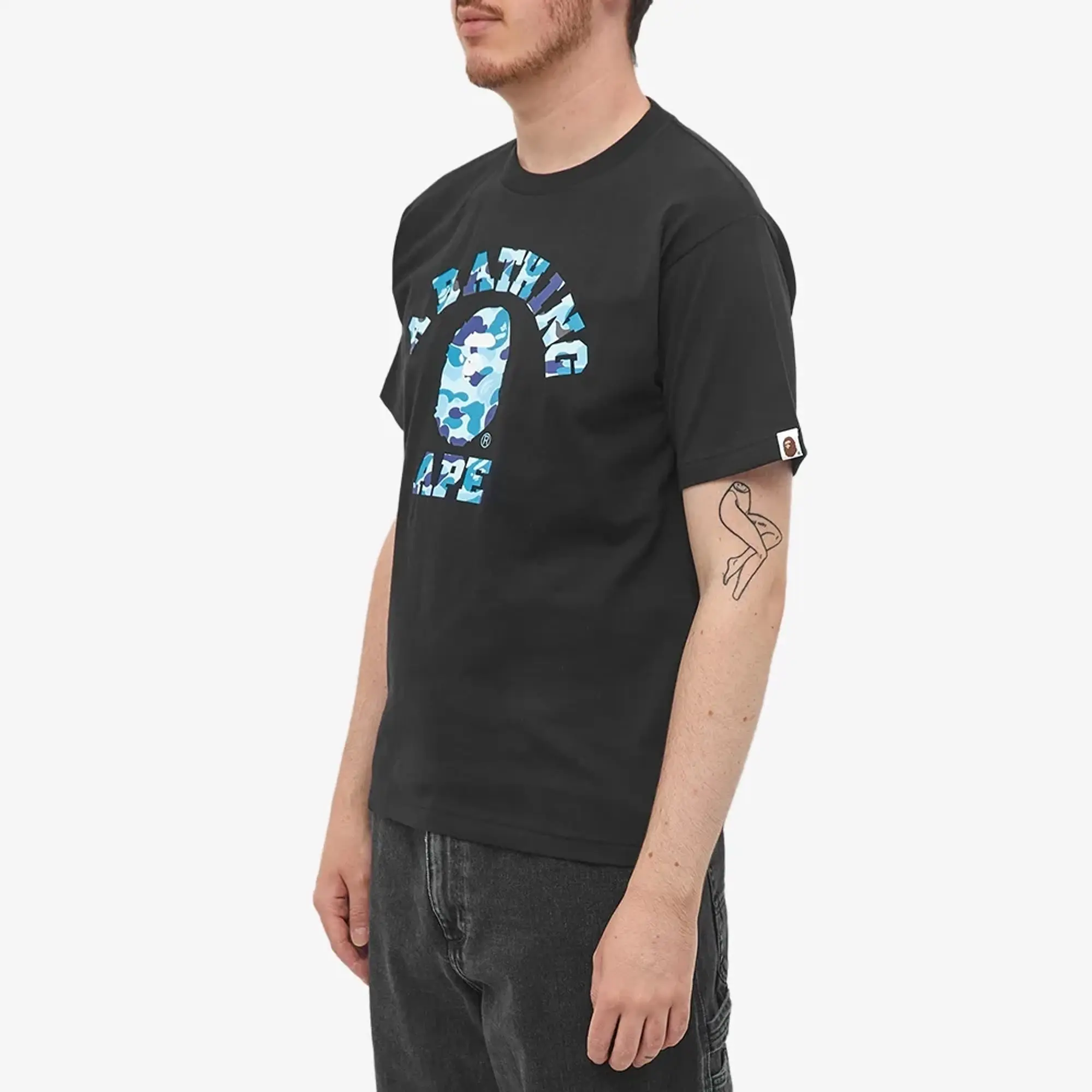 A Bathing Ape Men's ABC Camo College T-Shirt Black/Blue