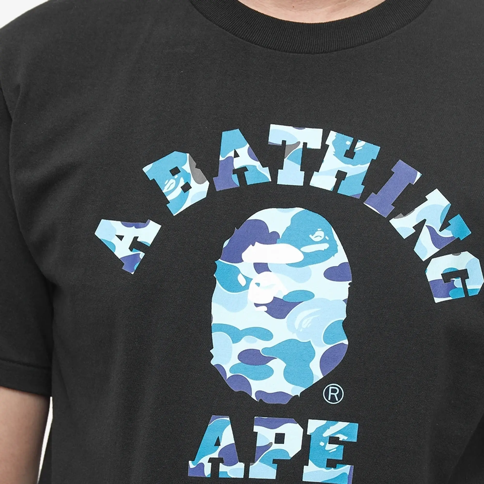 A Bathing Ape Men's ABC Camo College T-Shirt Black/Blue