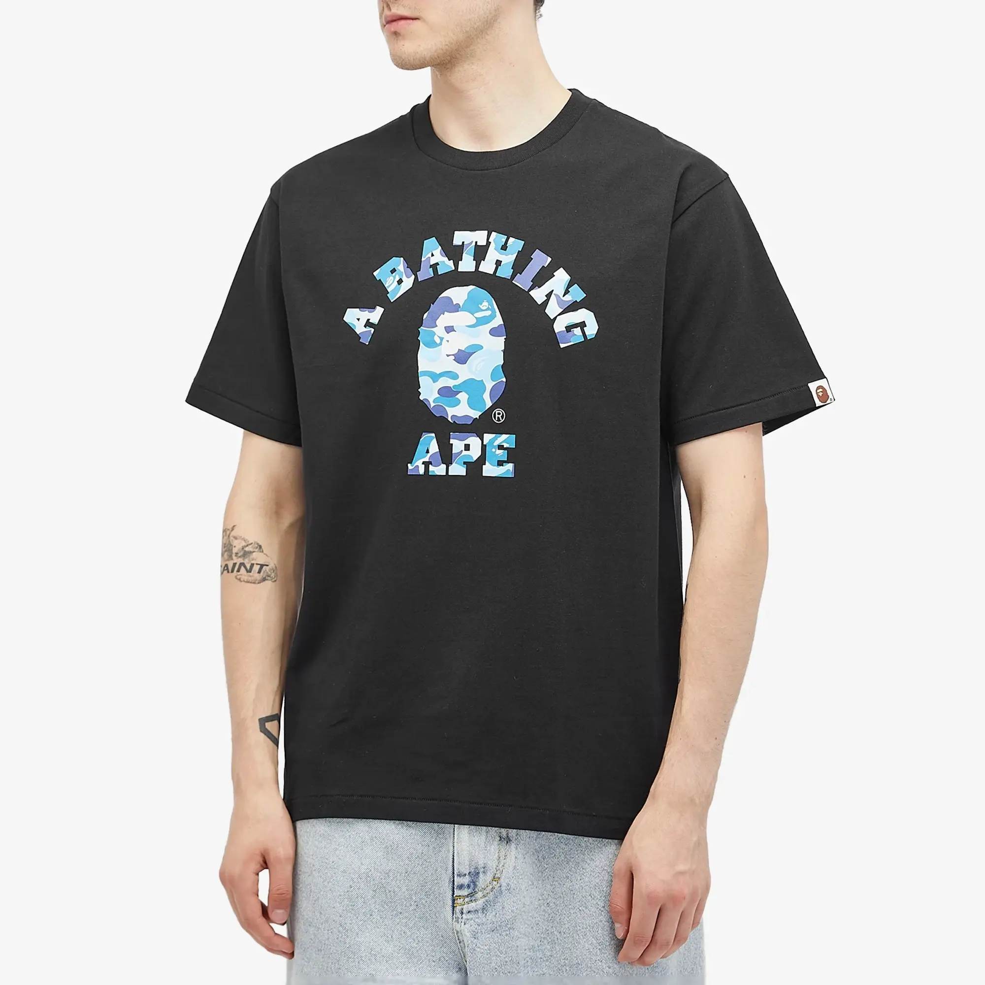 A Bathing Ape Men's ABC Camo College T-Shirt Black/Blue