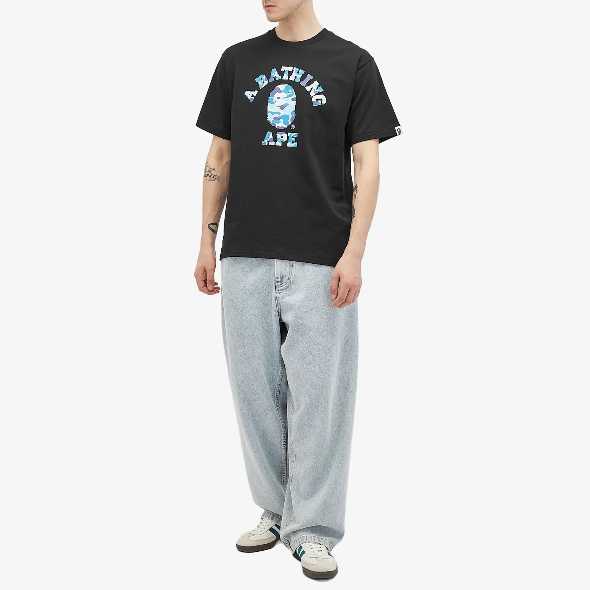 A Bathing Ape Men's ABC Camo College T-Shirt Black/Blue