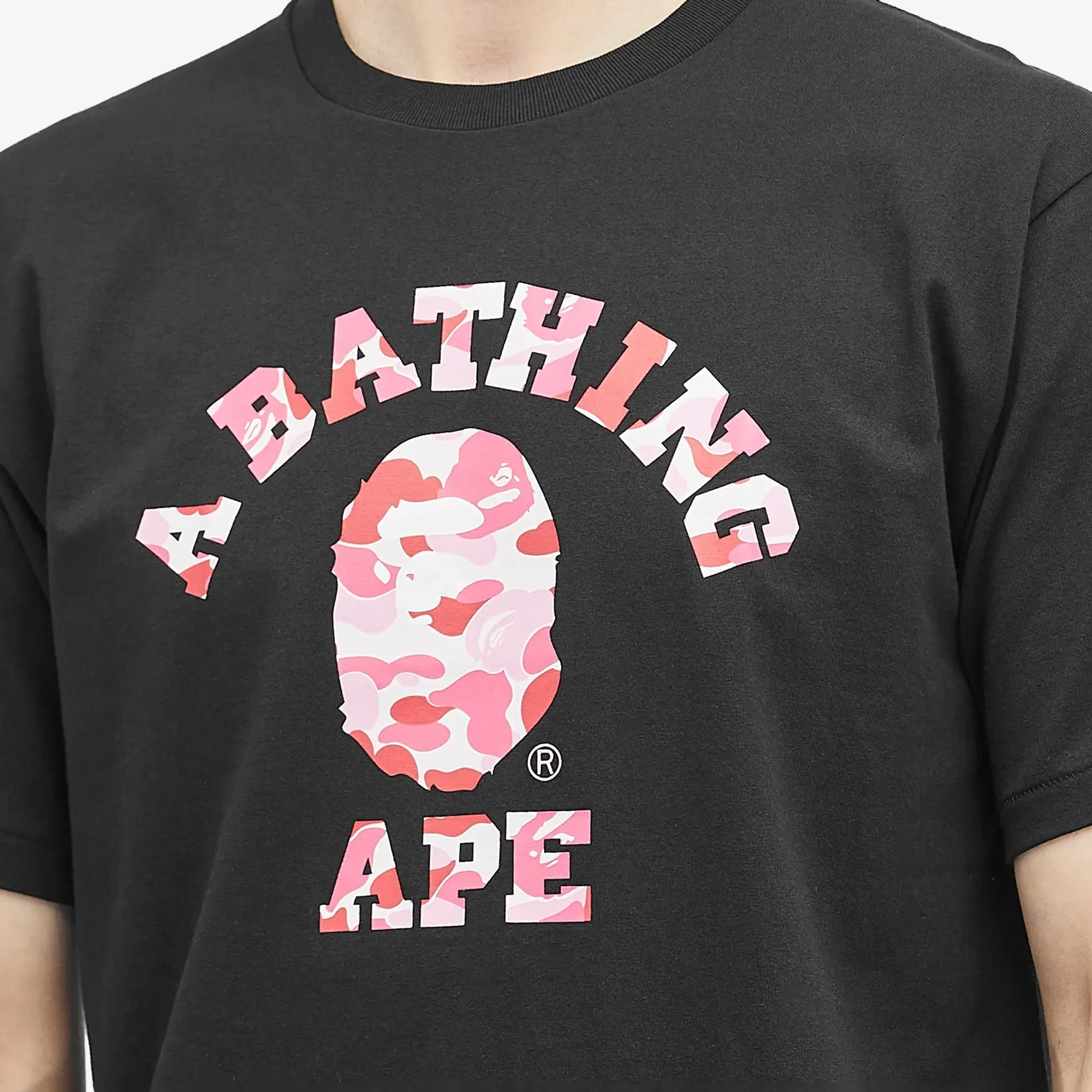 A Bathing Ape Men's ABC Camo College T-Shirt Black/Pink