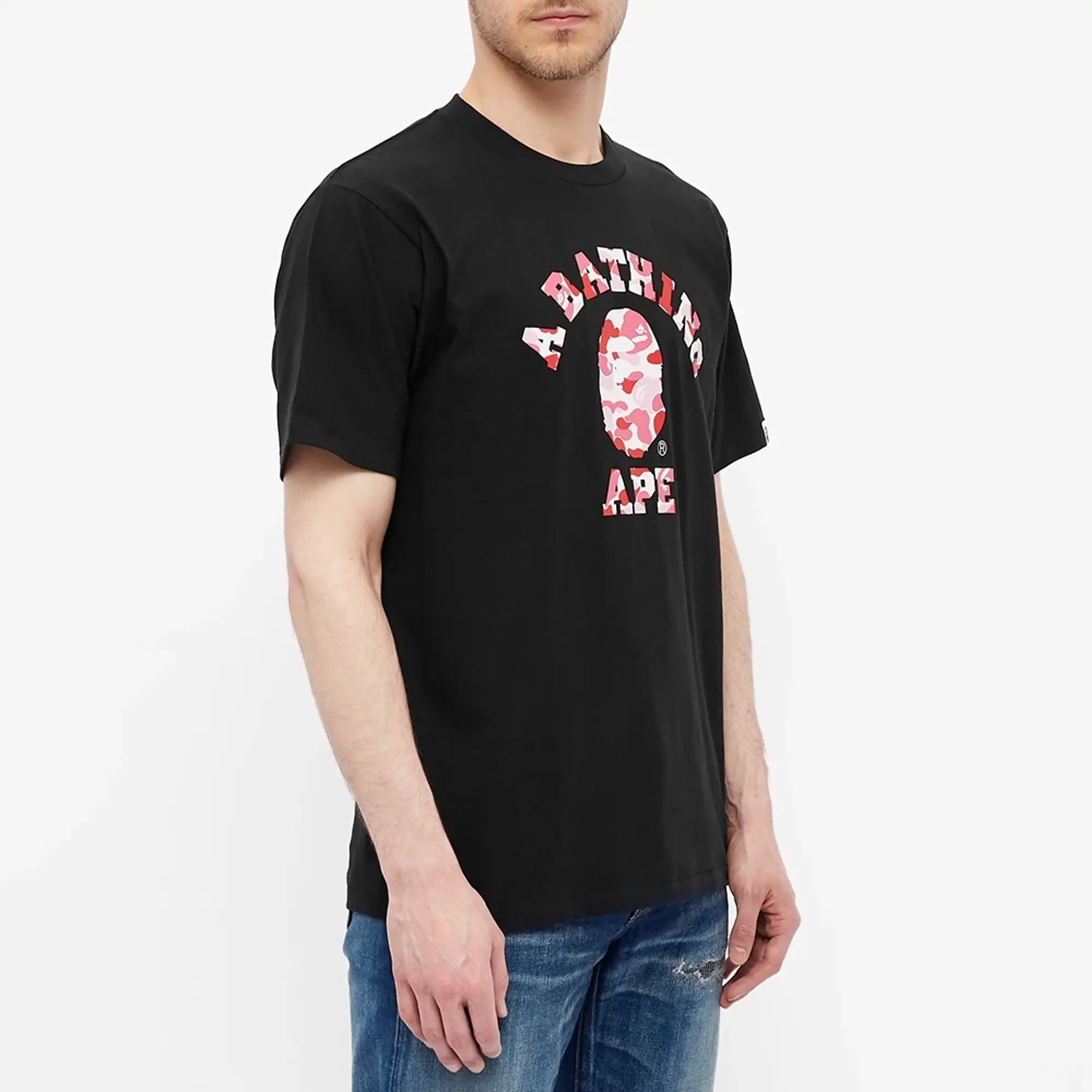 A Bathing Ape Men's ABC Camo College T-Shirt Black/Pink