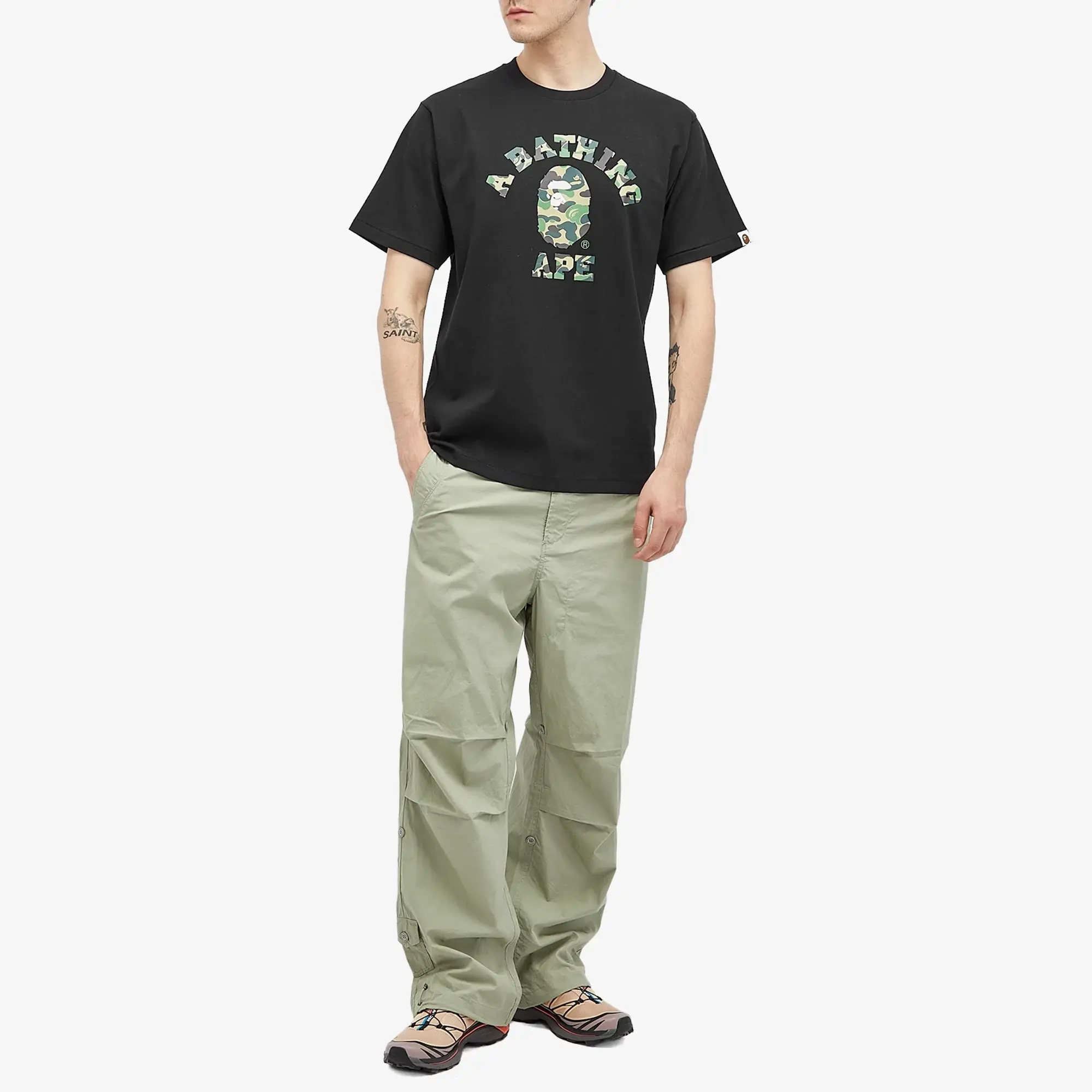 A Bathing Ape Men's ABC Camo College T-Shirt Black/Green
