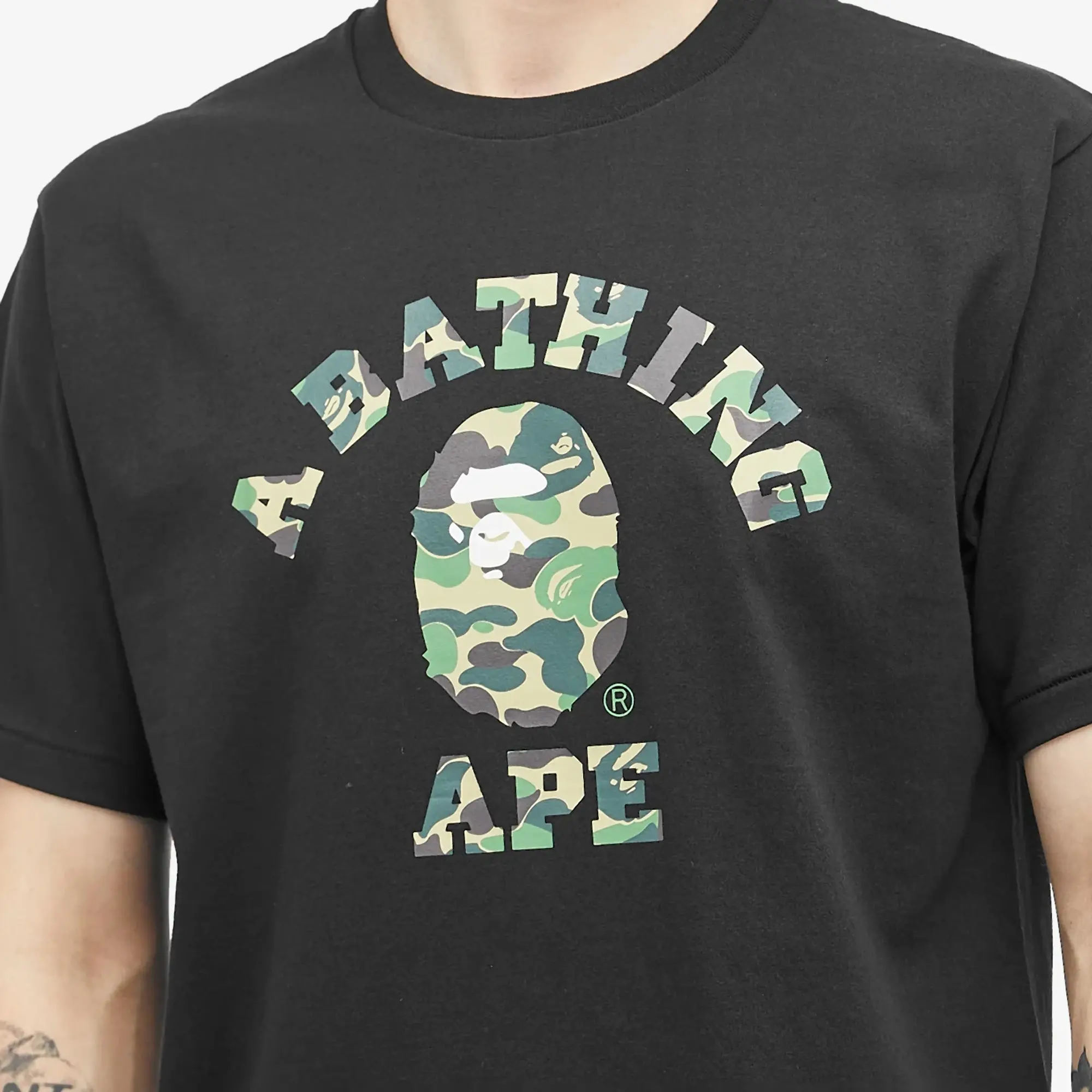 A Bathing Ape Men's ABC Camo College T-Shirt Black/Green