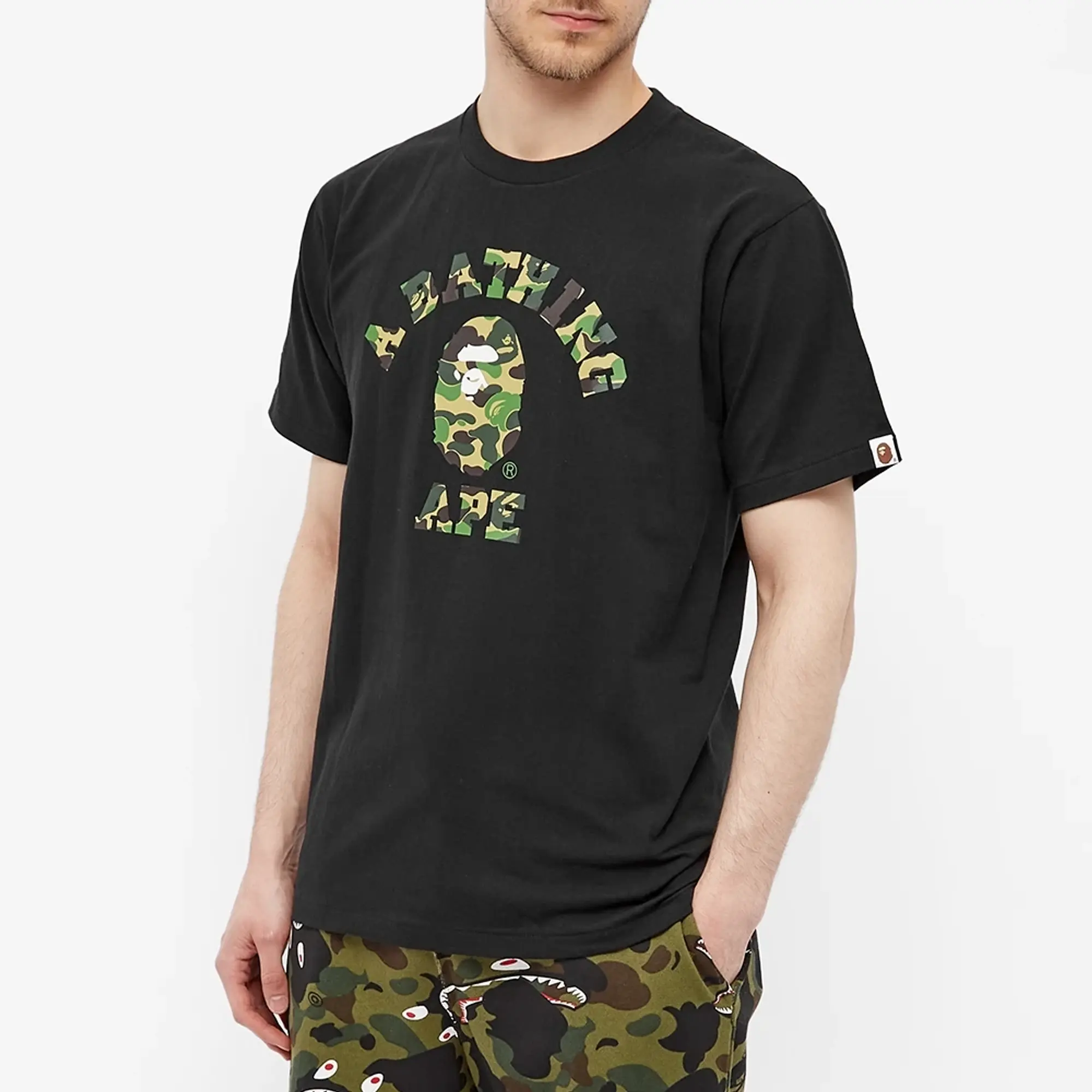 A Bathing Ape Men's ABC Camo College T-Shirt Black/Green