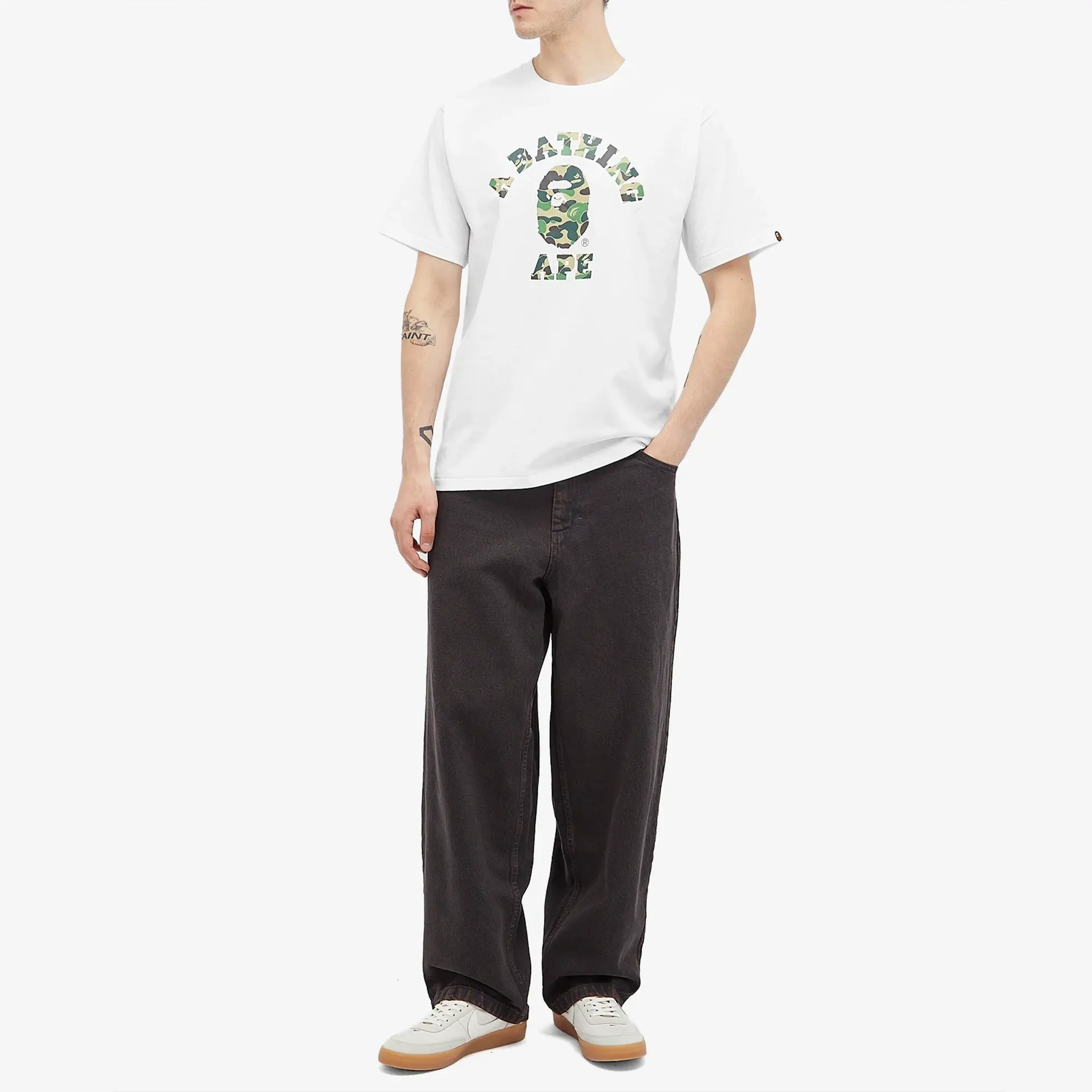 A Bathing Ape Abc Camo College Tee Men Shortsleeves White
