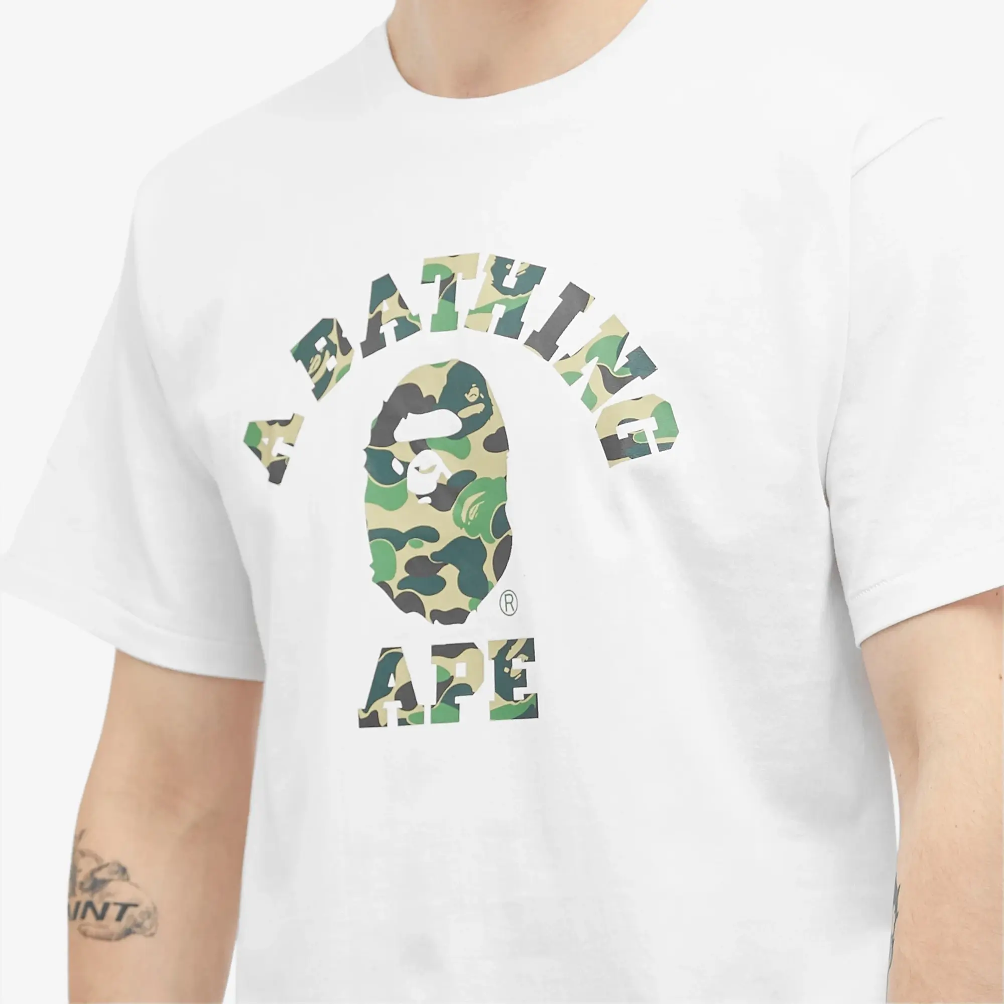 A Bathing Ape Abc Camo College Tee Men Shortsleeves White
