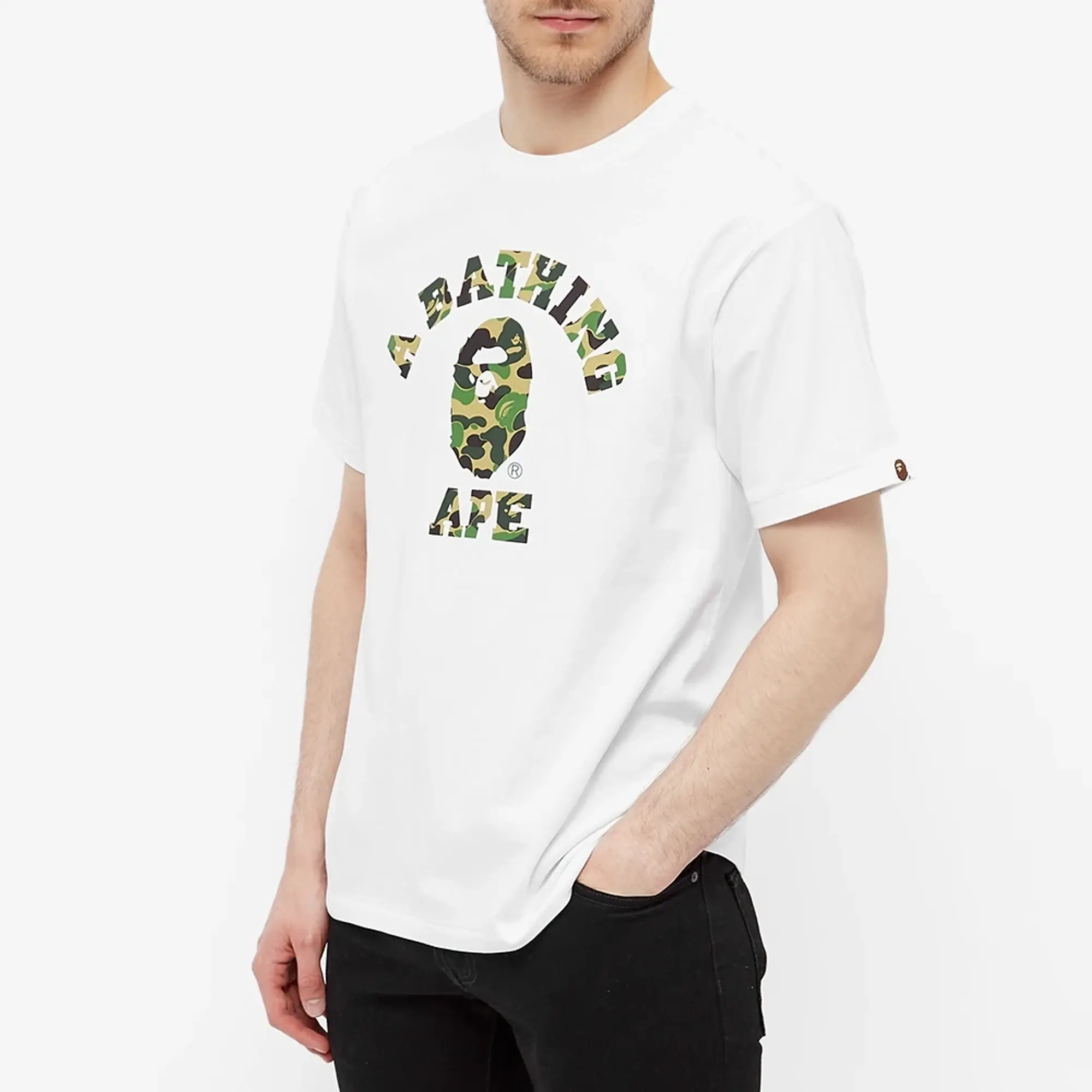 A Bathing Ape Abc Camo College Tee Men Shortsleeves White
