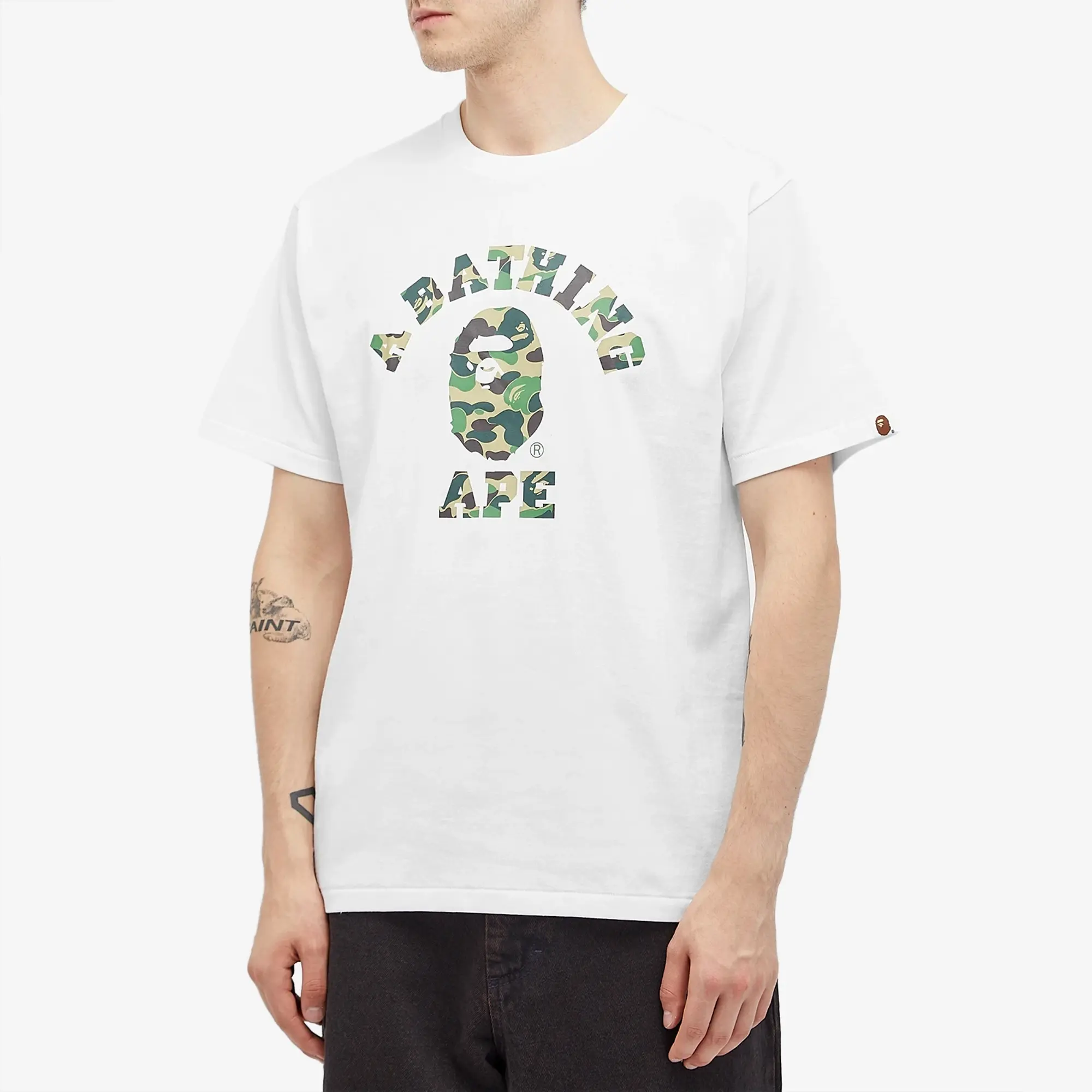 A Bathing Ape Abc Camo College Tee Men Shortsleeves White