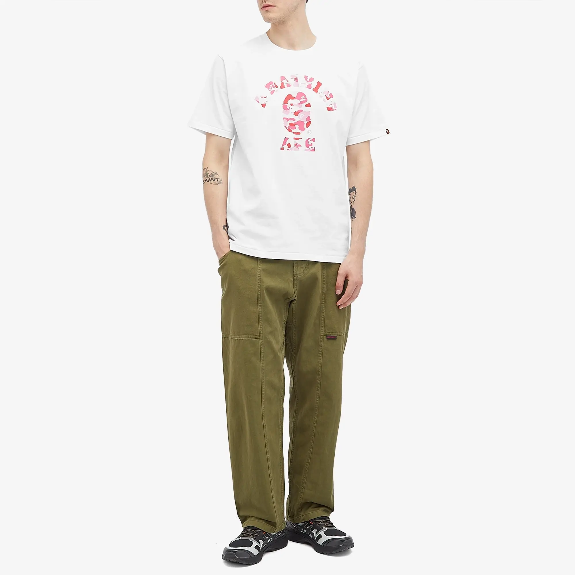 A Bathing Ape Abc Camo College Tee Men Shortsleeves White