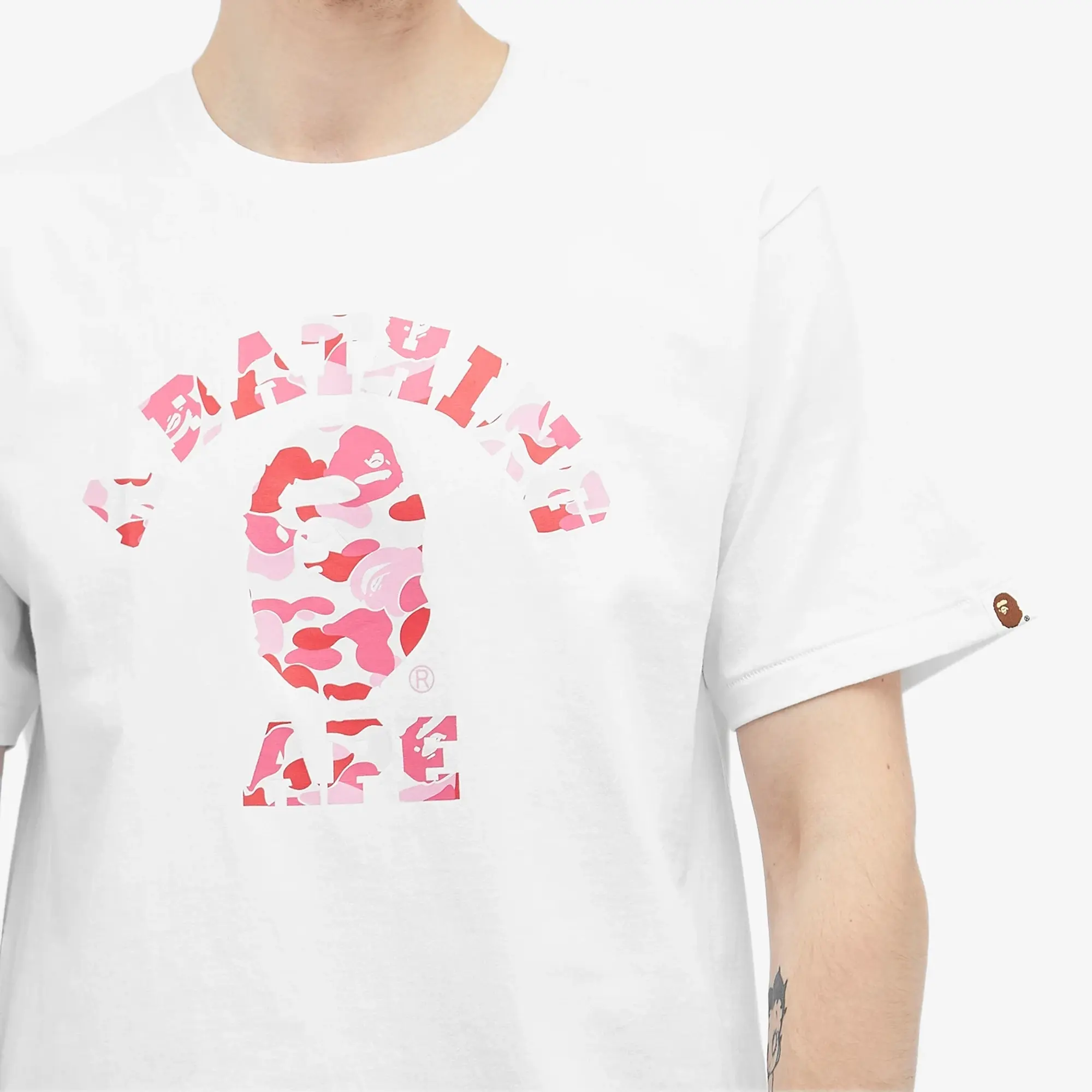 A Bathing Ape Abc Camo College Tee Men Shortsleeves White
