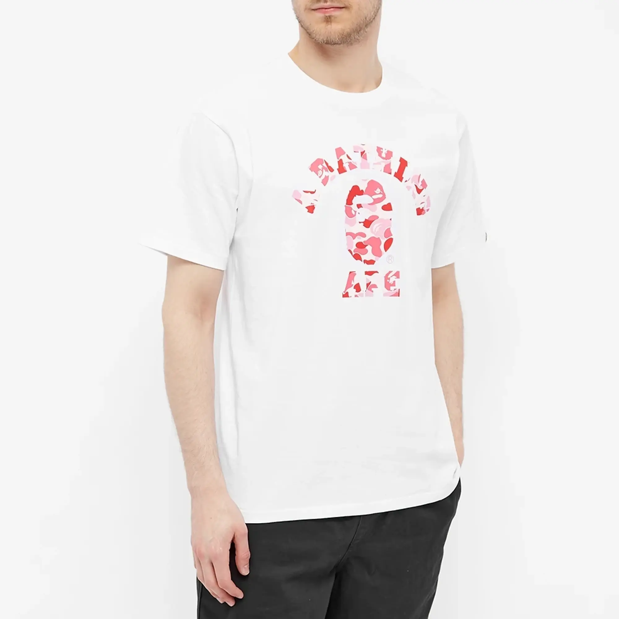A Bathing Ape Abc Camo College Tee Men Shortsleeves White