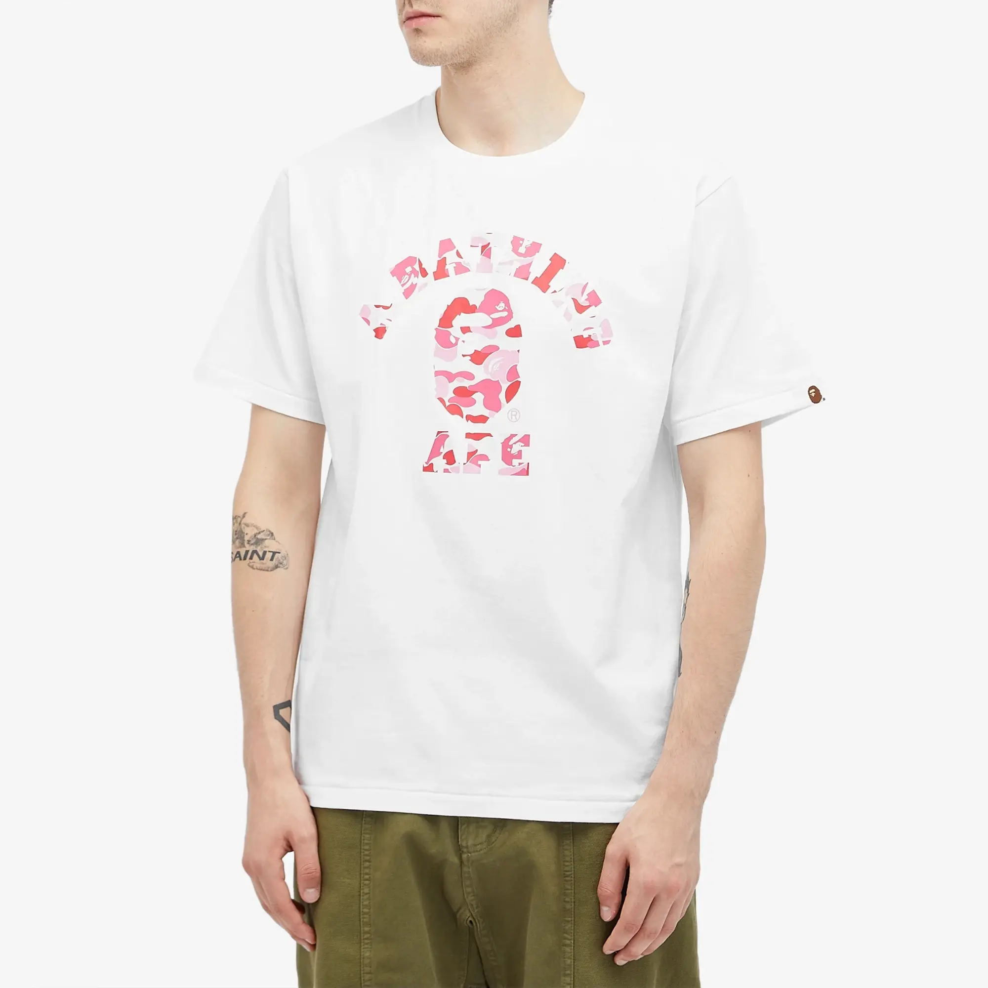 A Bathing Ape Abc Camo College Tee Men Shortsleeves White