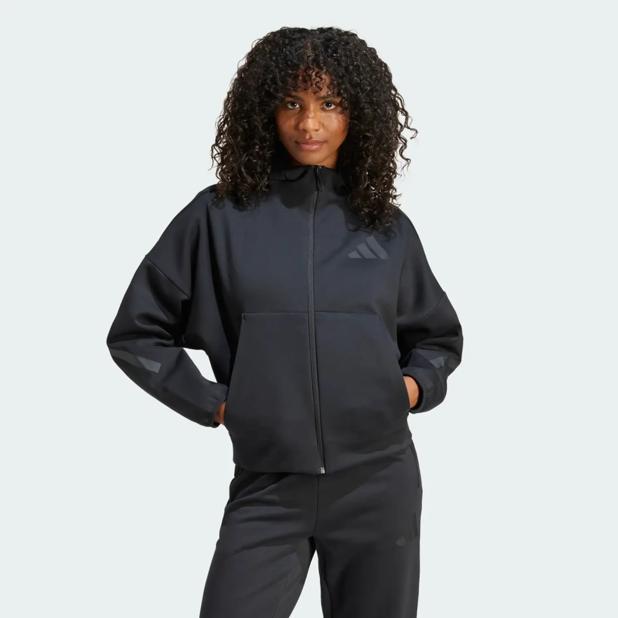 Manchester United x adidas Womens Z.N.E. Full Zip Hoodie Black