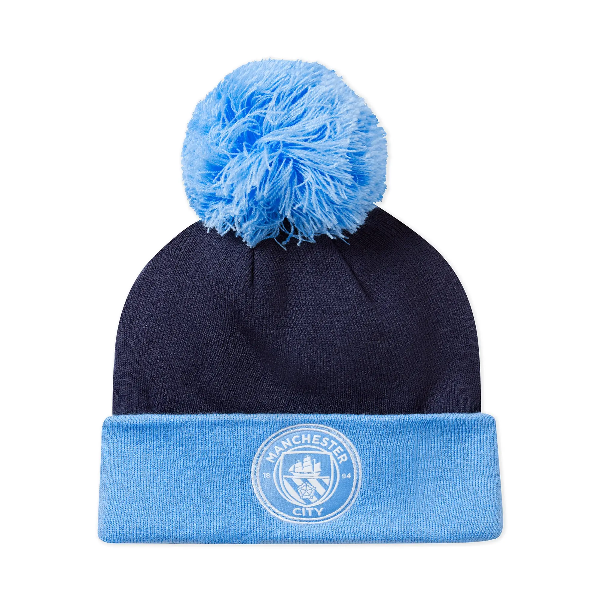 PUMA Manchester City Ftblessentials Pom Pom Beanie Hat, Dark Blue