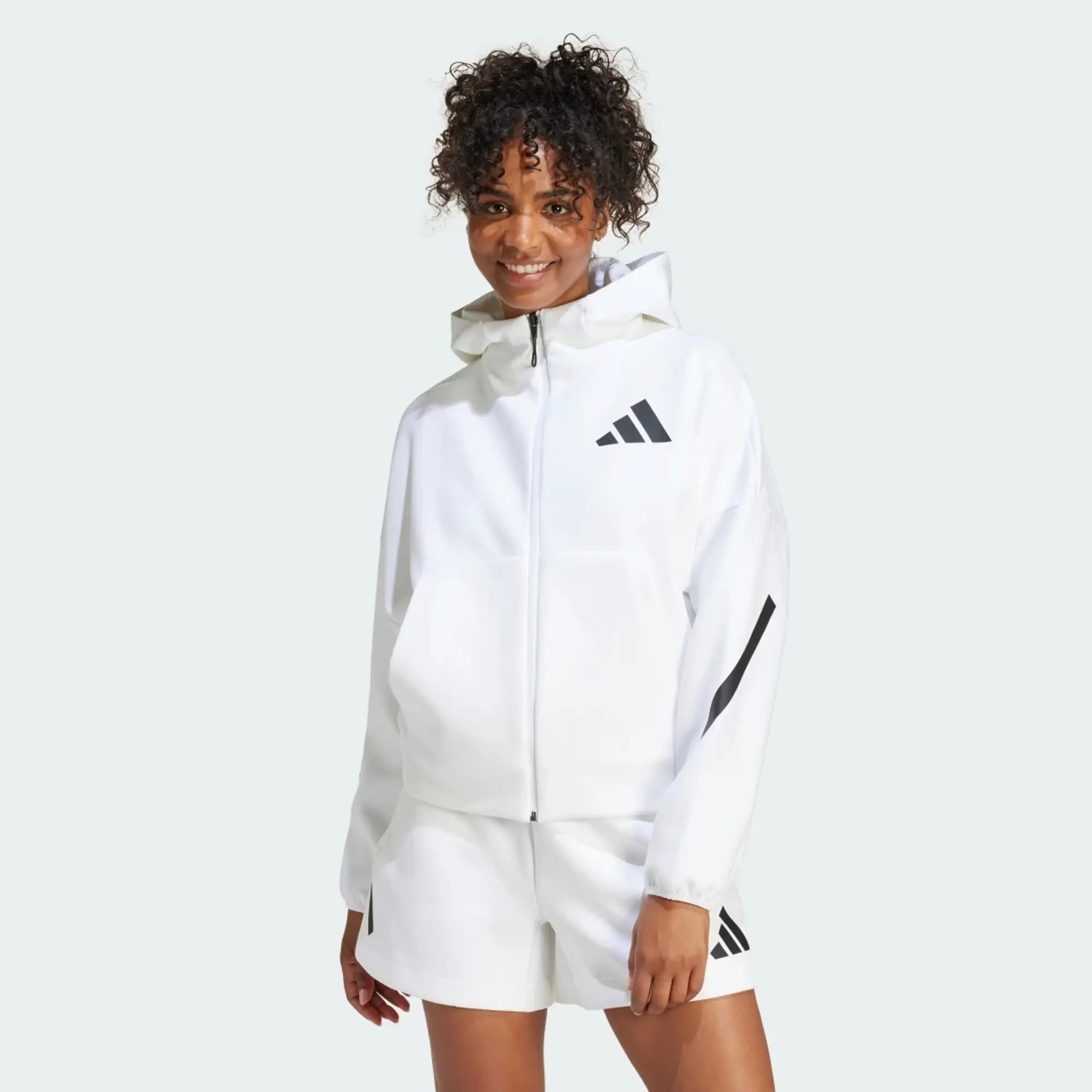 Manchester United x adidas Womens Z.N.E. Full Zip Hoodie White