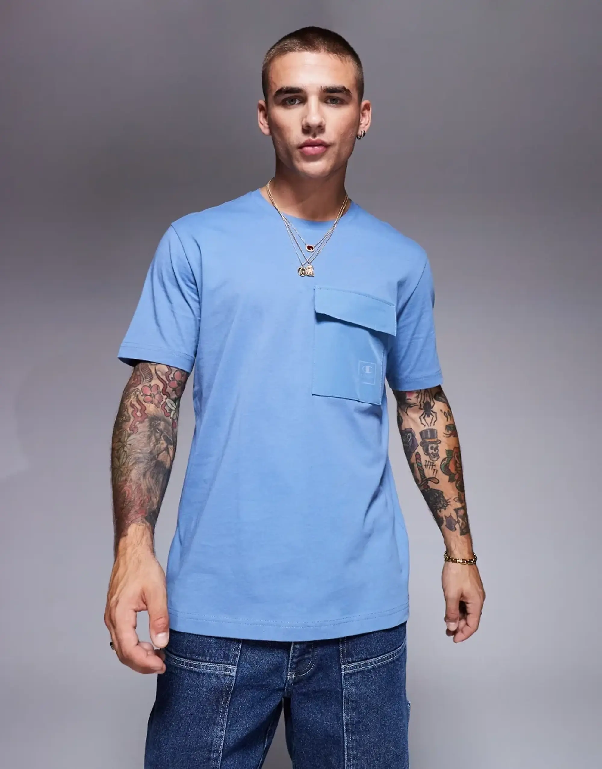 Champion Legacy Pocket T-Shirt In Blue