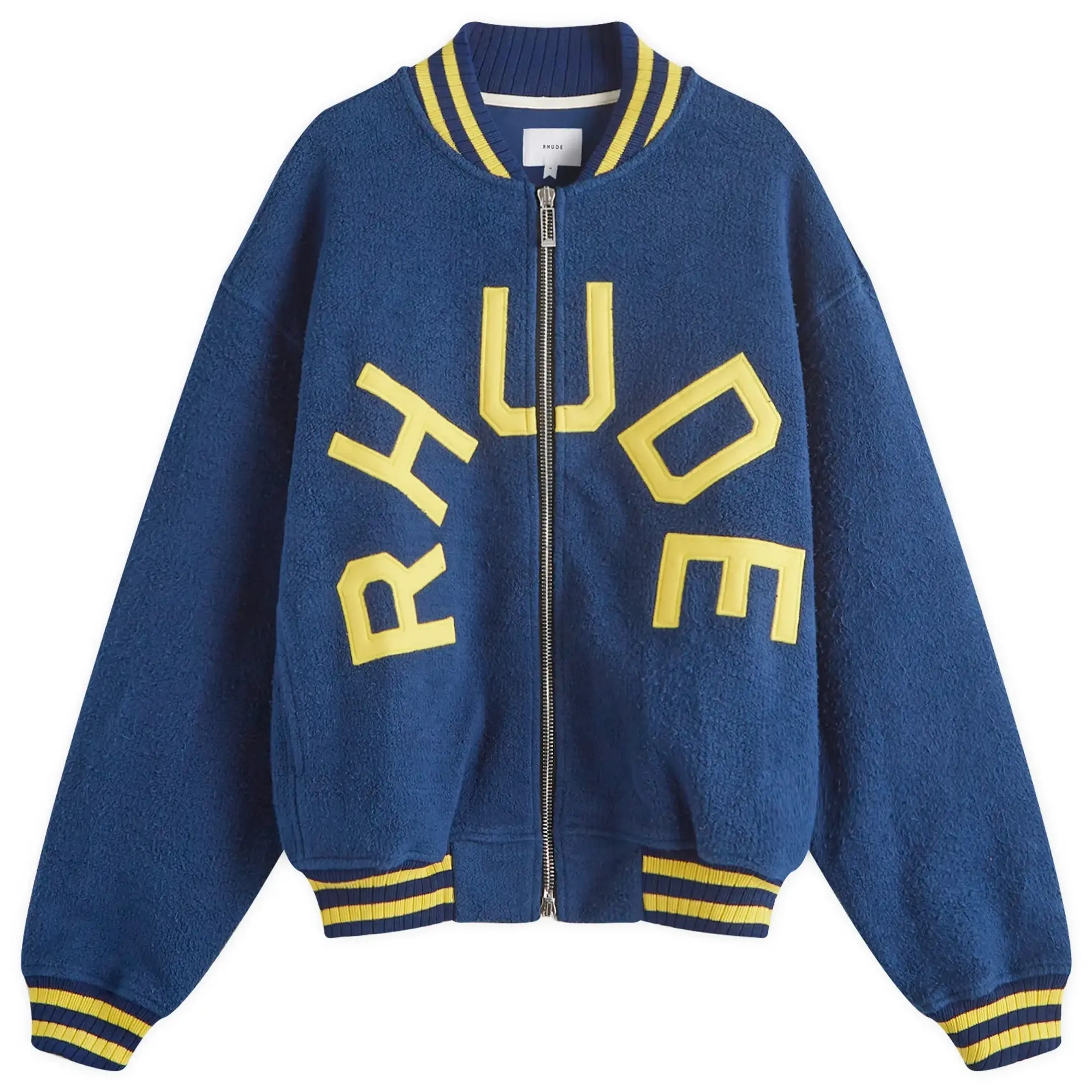 Rhude Men's Varsity Logo Bomber Jacket Navy/Yellow