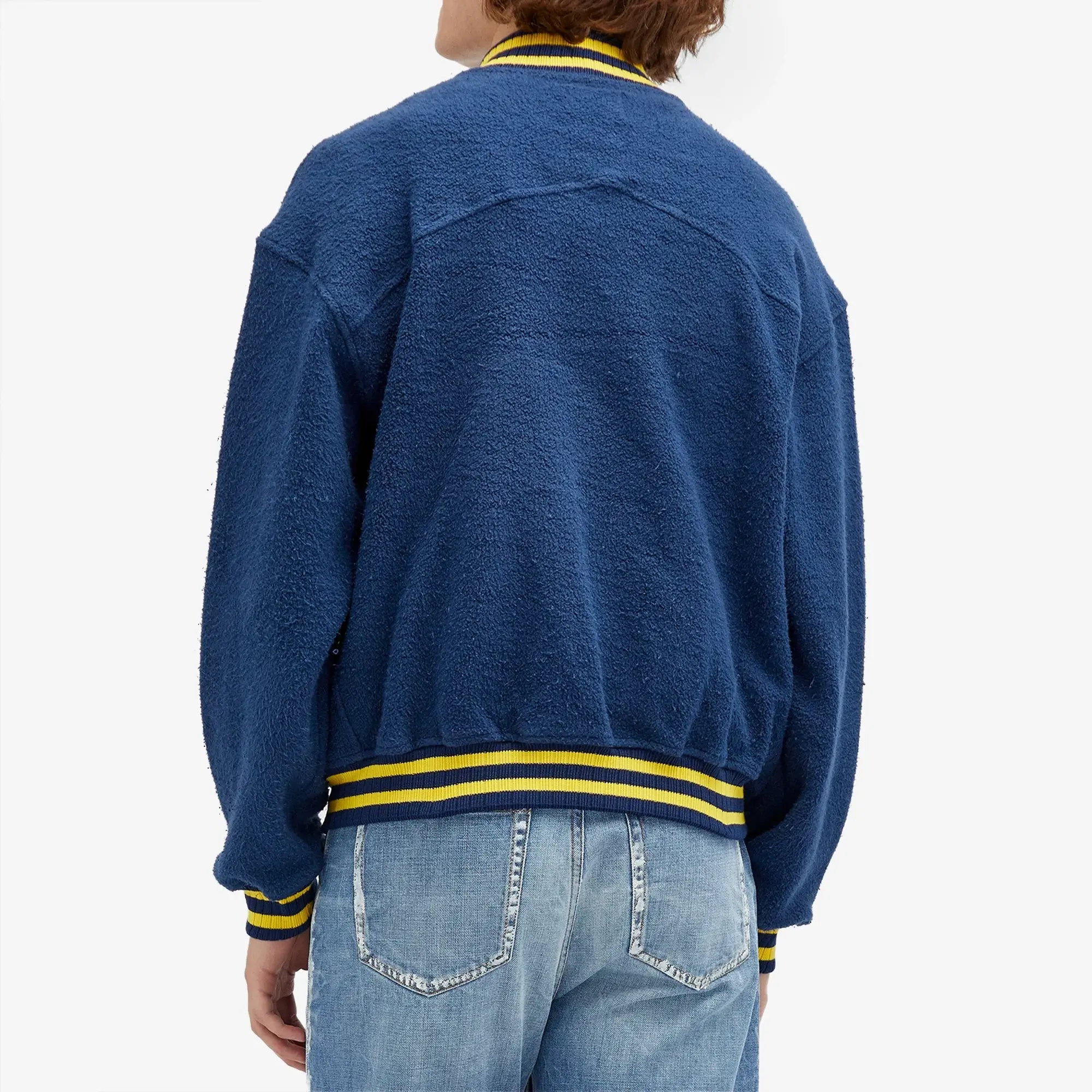 Rhude Men's Varsity Logo Bomber Jacket Navy/Yellow