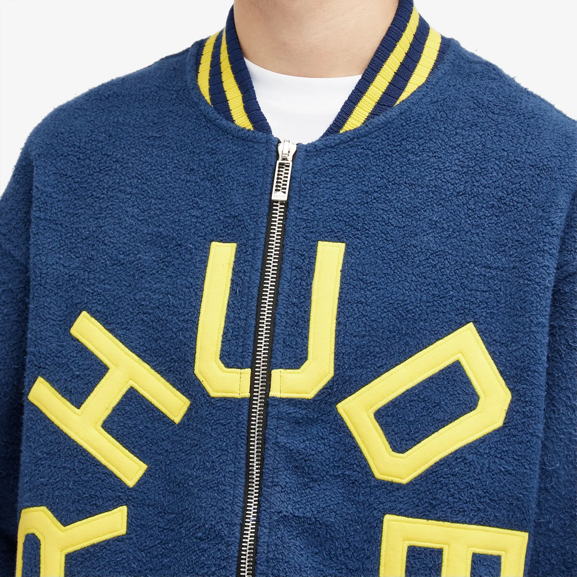 Rhude Men's Varsity Logo Bomber Jacket Navy/Yellow