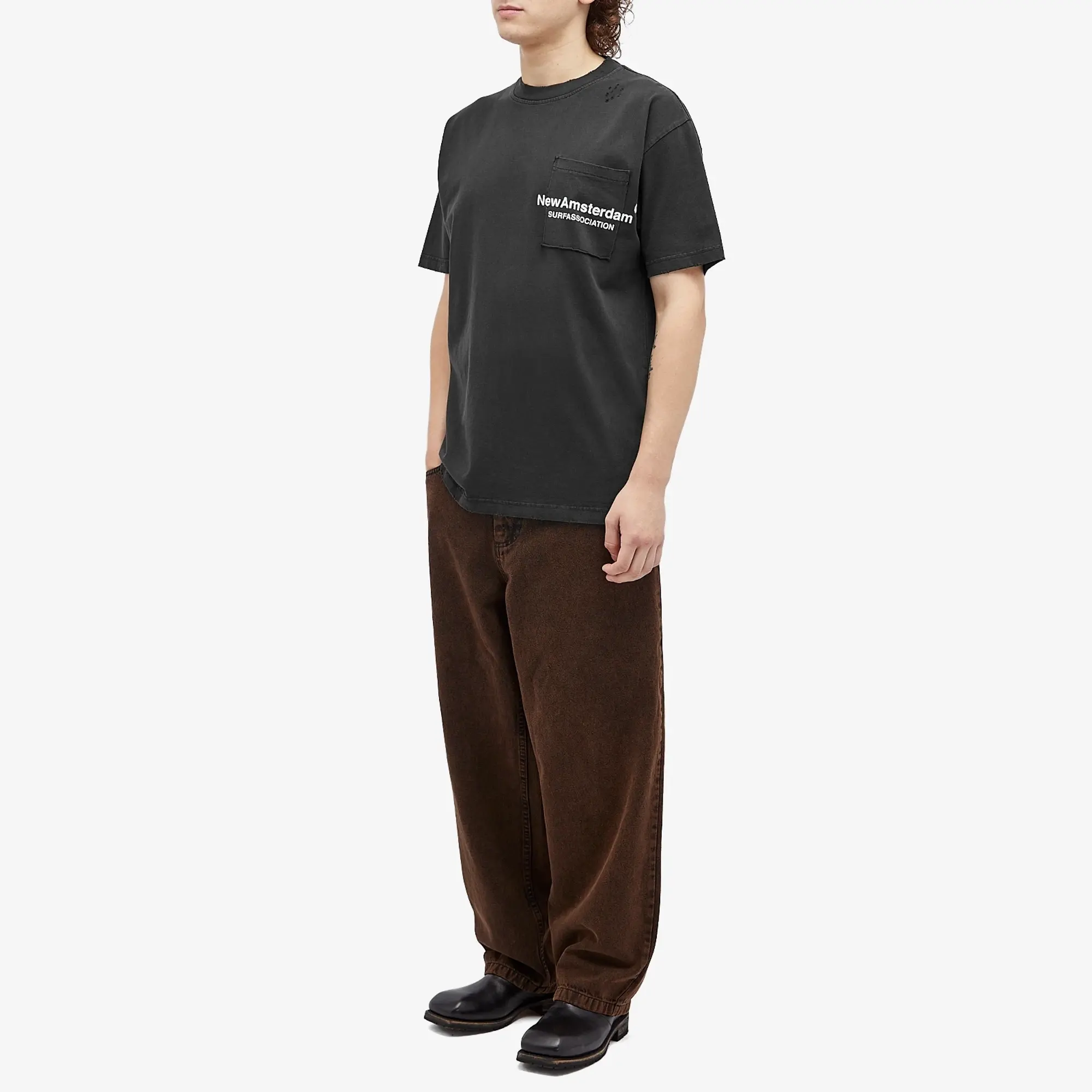 New Amsterdam Surf Association New Amsterdam Throw Pocket T-Shirt Washed Black
