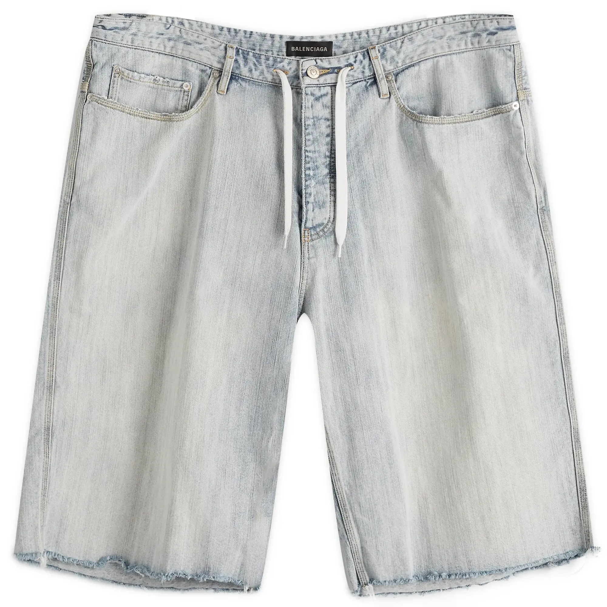 Balenciaga Loose Denim Shorts Bleached Ring