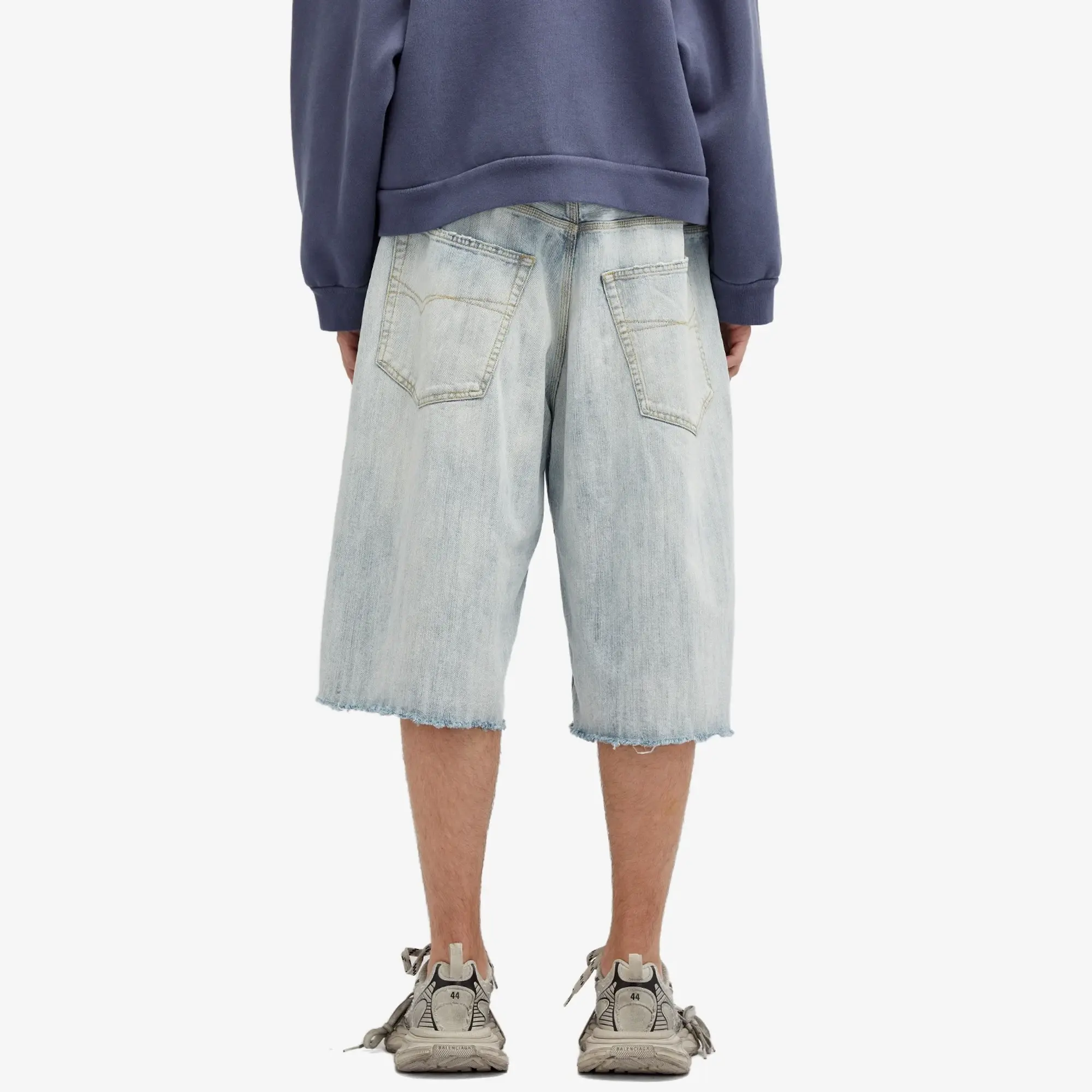 Balenciaga Men's Loose Denim Shorts Bleached Ring