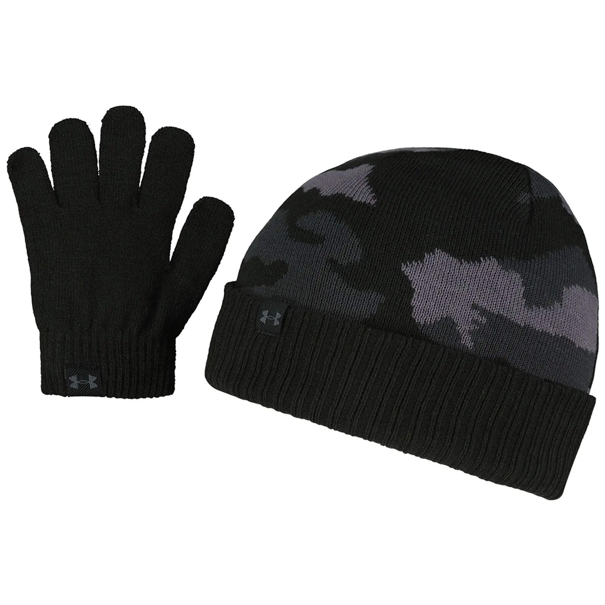 Boys'  Under Armour  Beanie/Glove Combo Black / Black OSFM