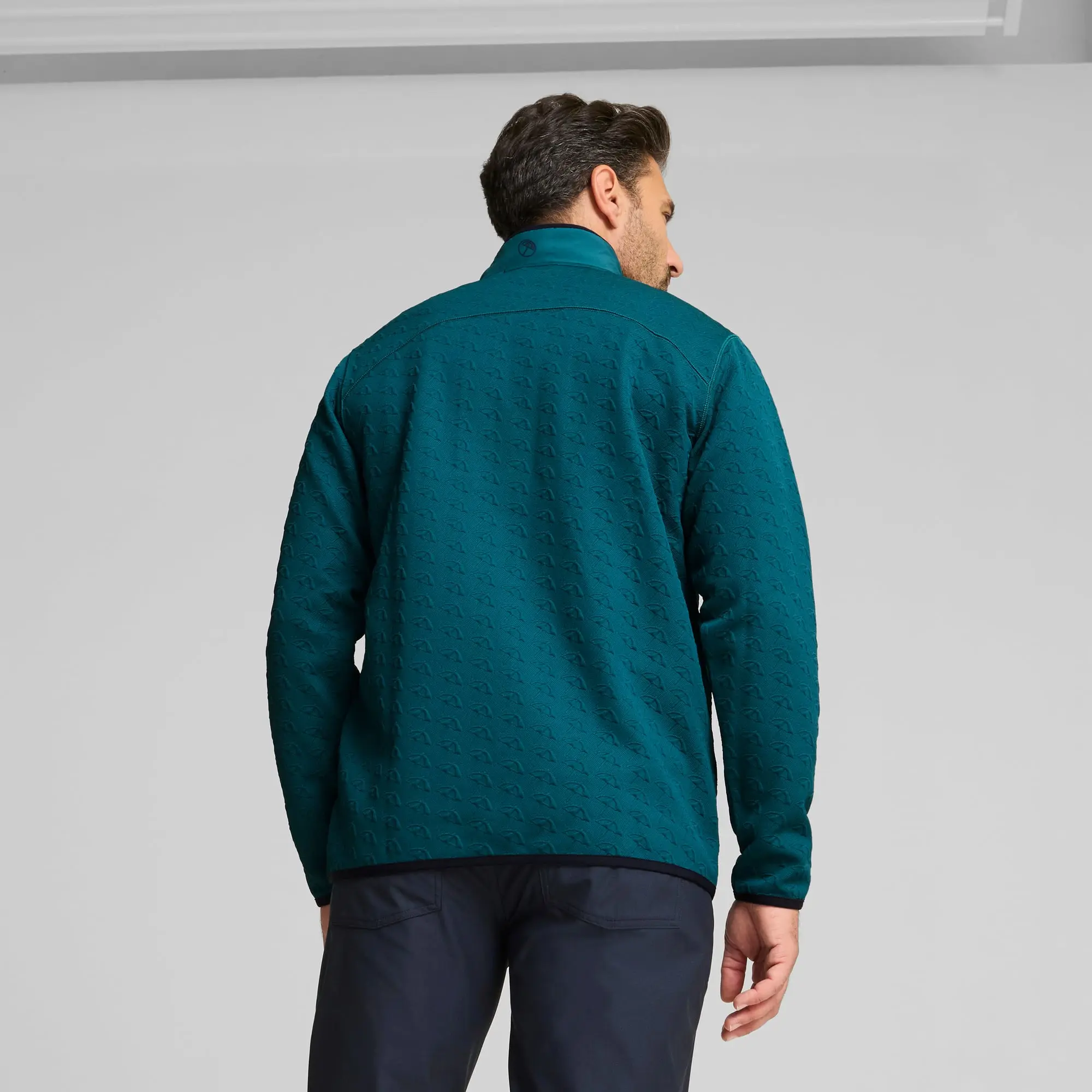 PUMA x Arnold Palmer Jacquard Quarter-Zip Top Shirt Men, Cold Green