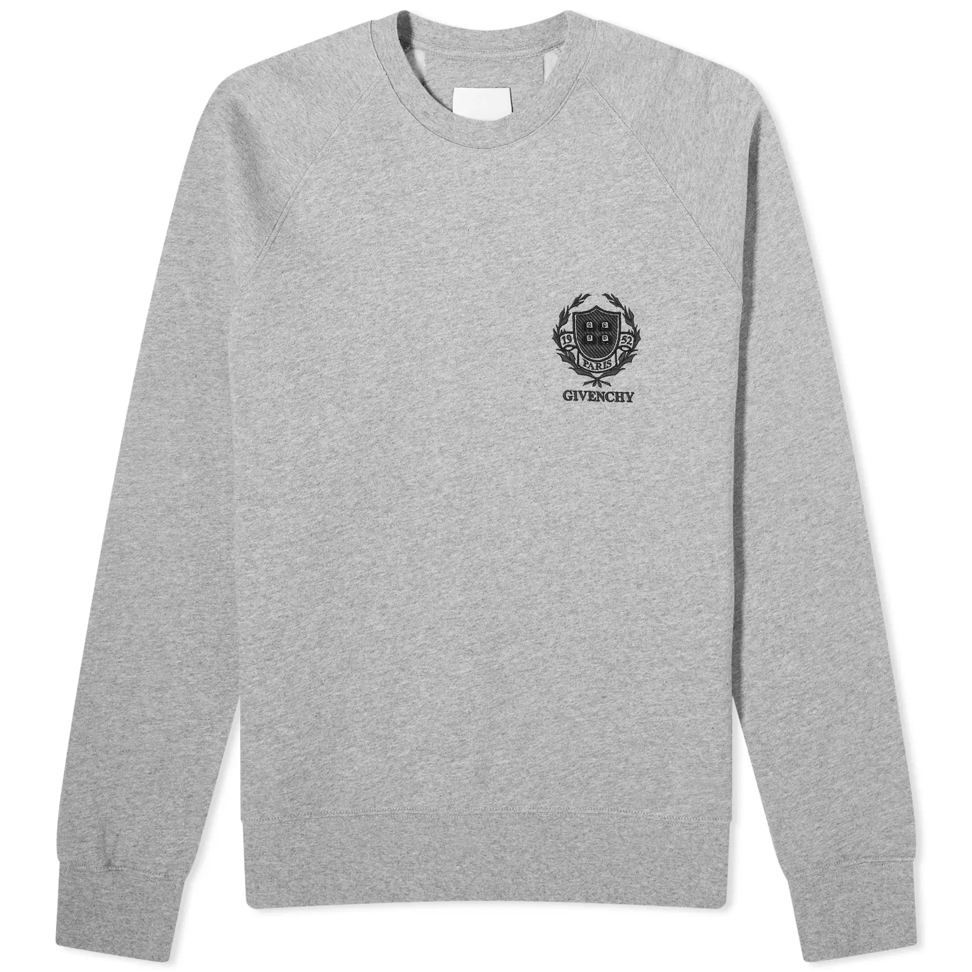 Givenchy Men's Crest Logo Raglan Sweatshirt Light Grey Melange