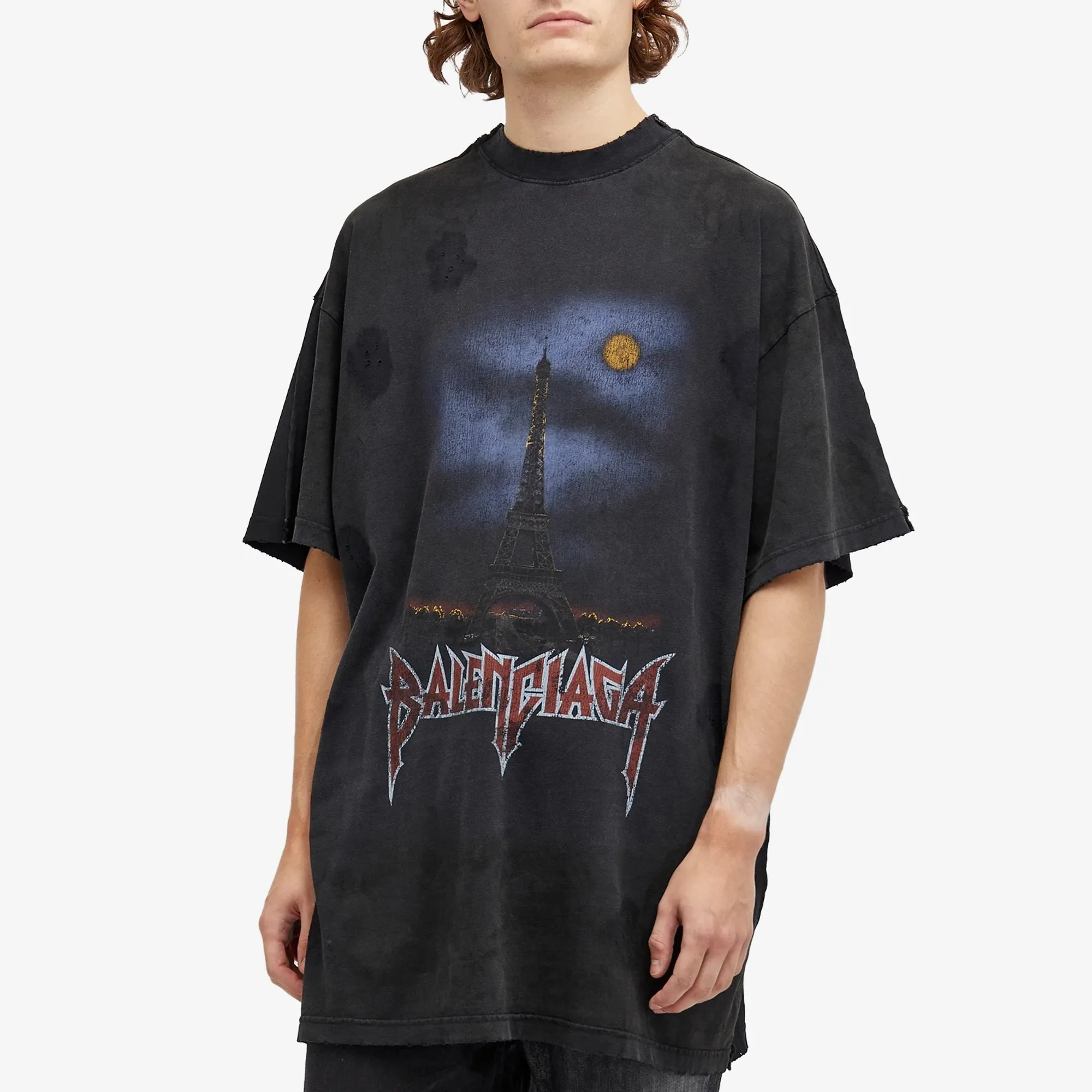Balenciaga Men's Double Front T-Shirt Wash Black | 791615-TQVY2