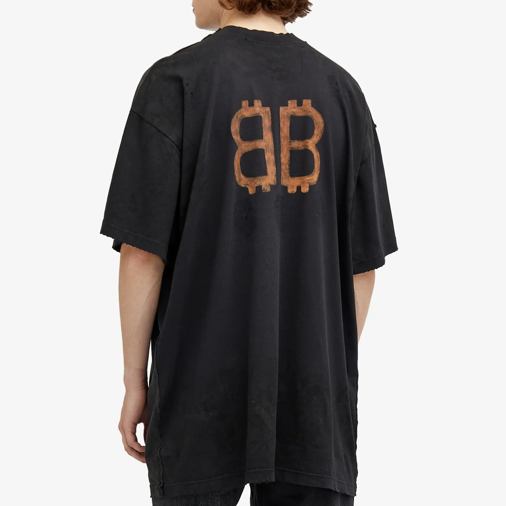 Balenciaga Men's Double Front T-Shirt Wash Black