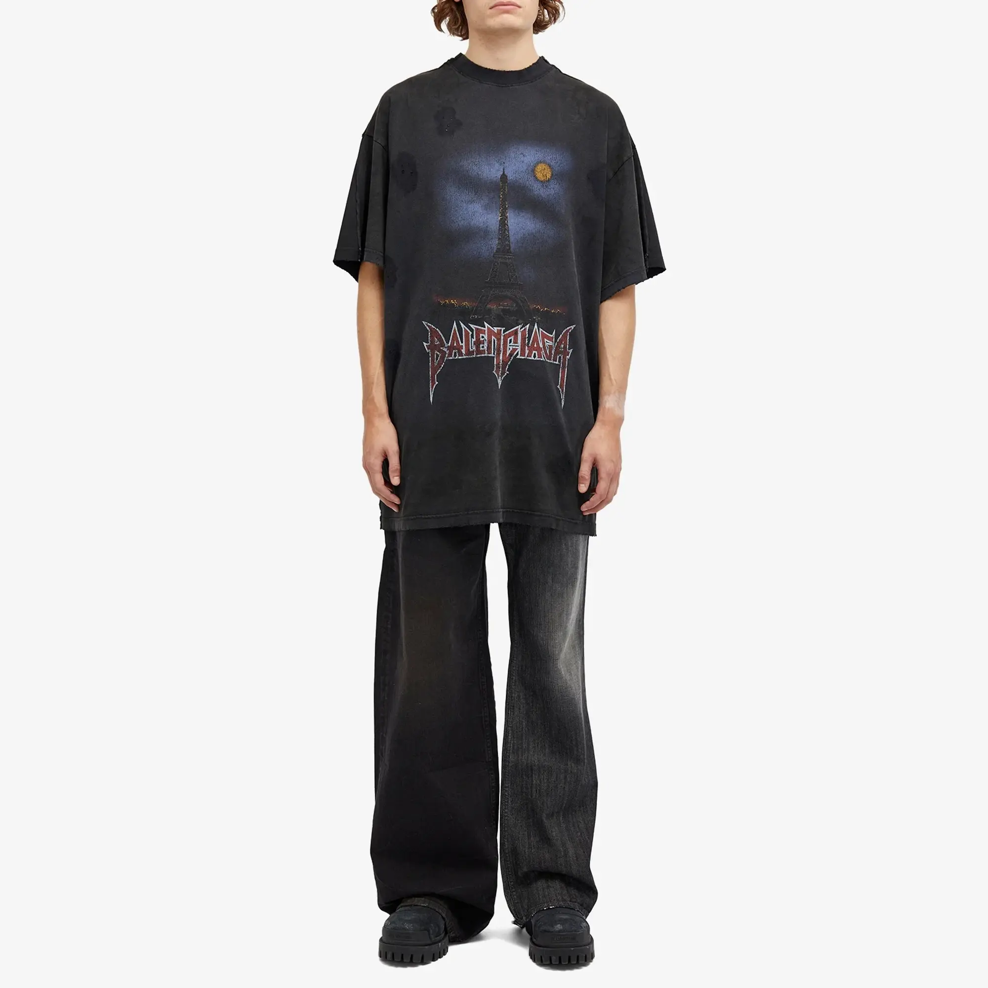 Balenciaga Men's Double Front T-Shirt Wash Black
