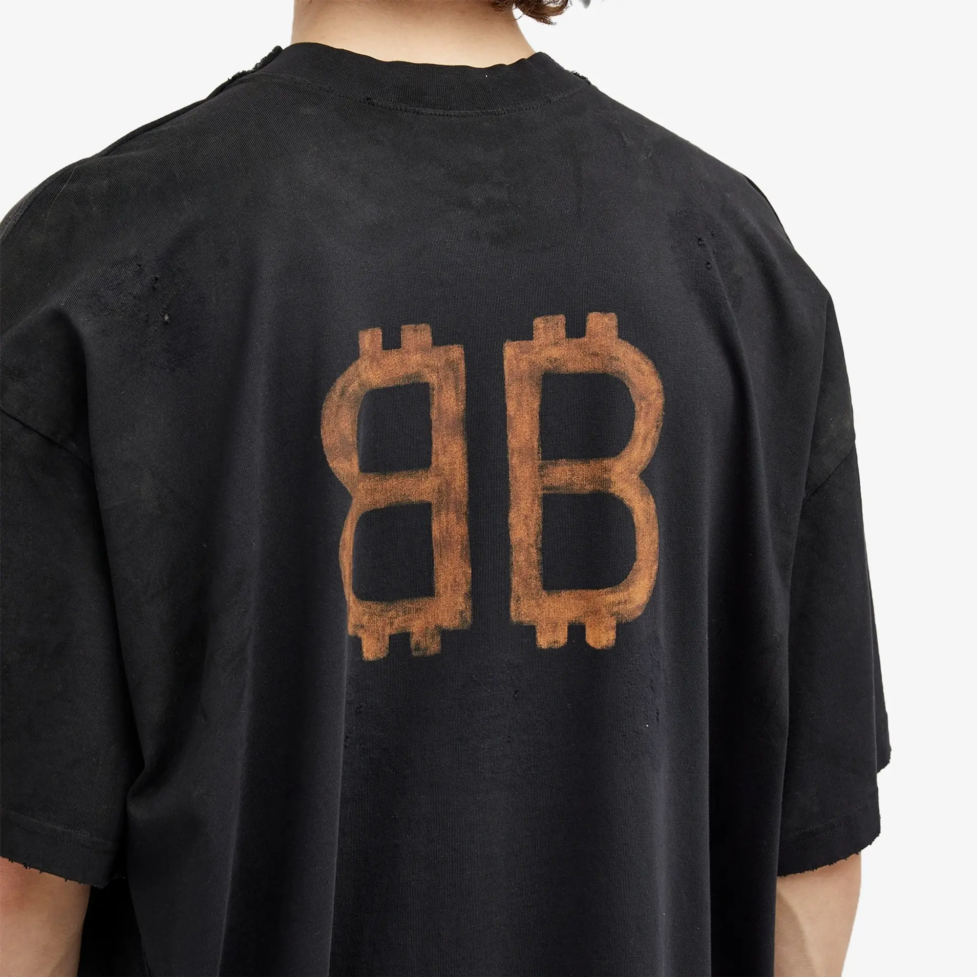 Balenciaga Men's Double Front T-Shirt Wash Black