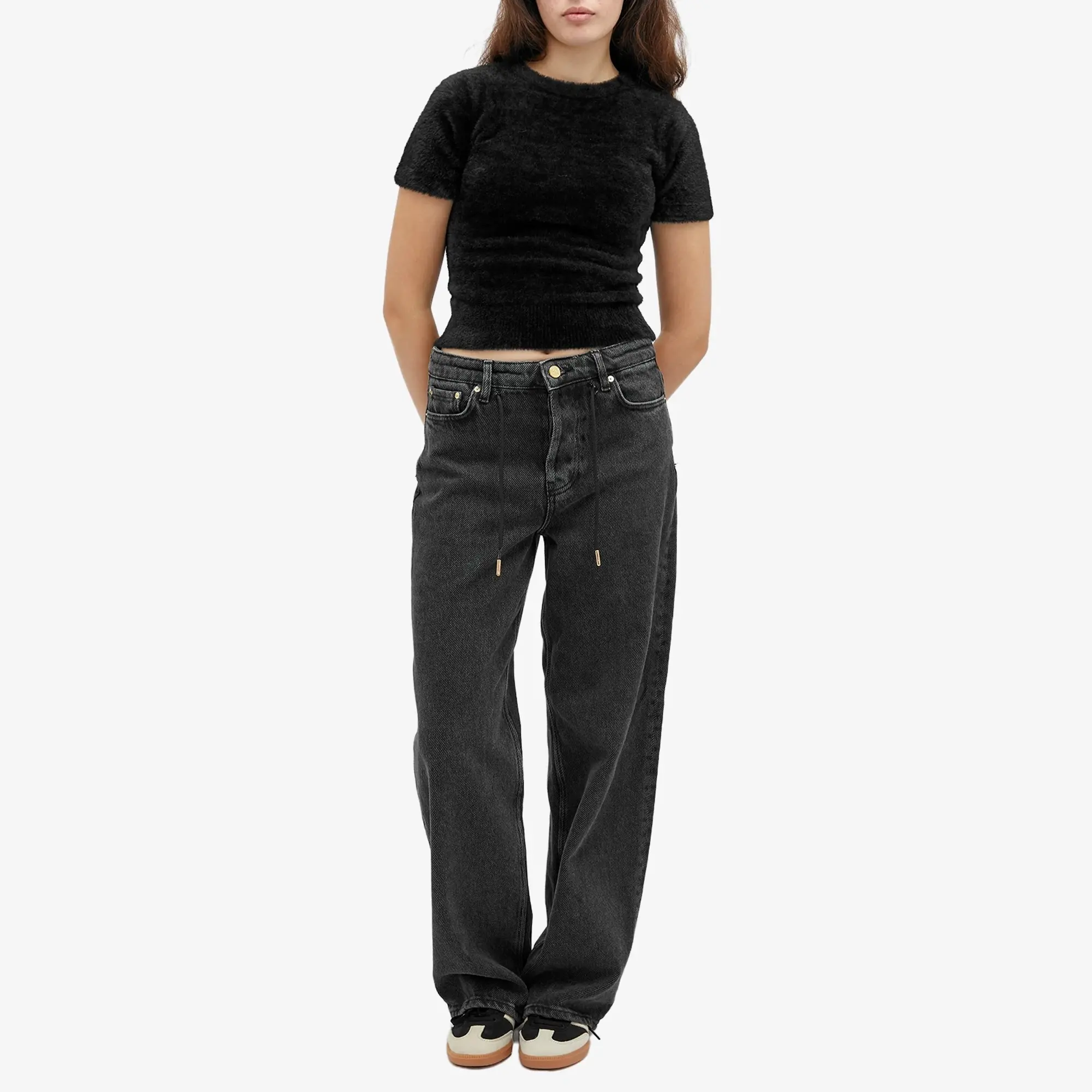 Good American Women's Fuzzy Baby Tee Black