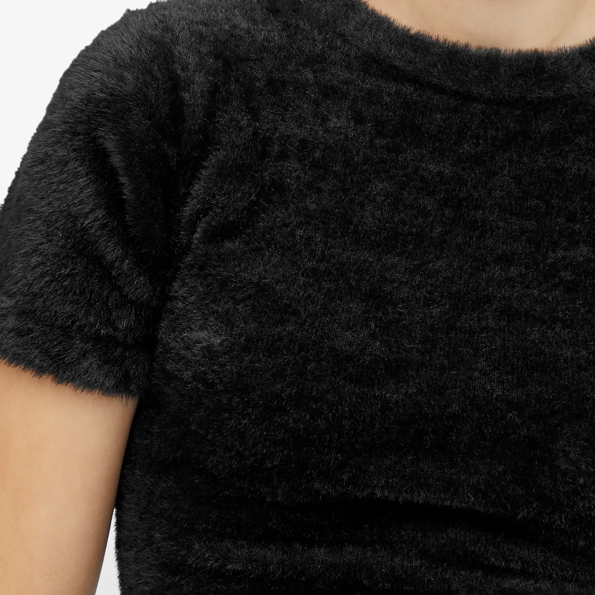Good American Women's Fuzzy Baby Tee Black