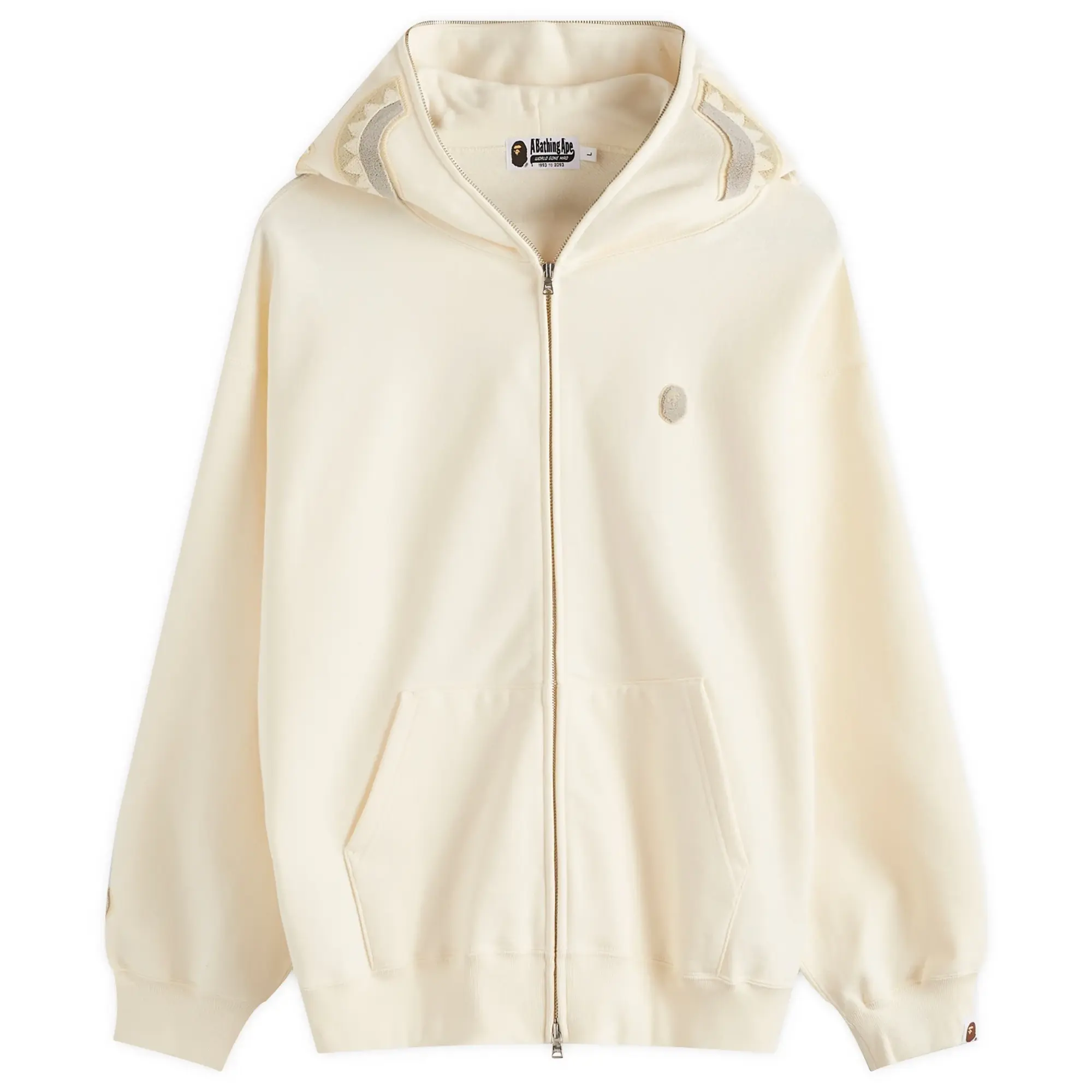 A Bathing Ape Men's One Point Shark Full Zip Hoodie Ivory