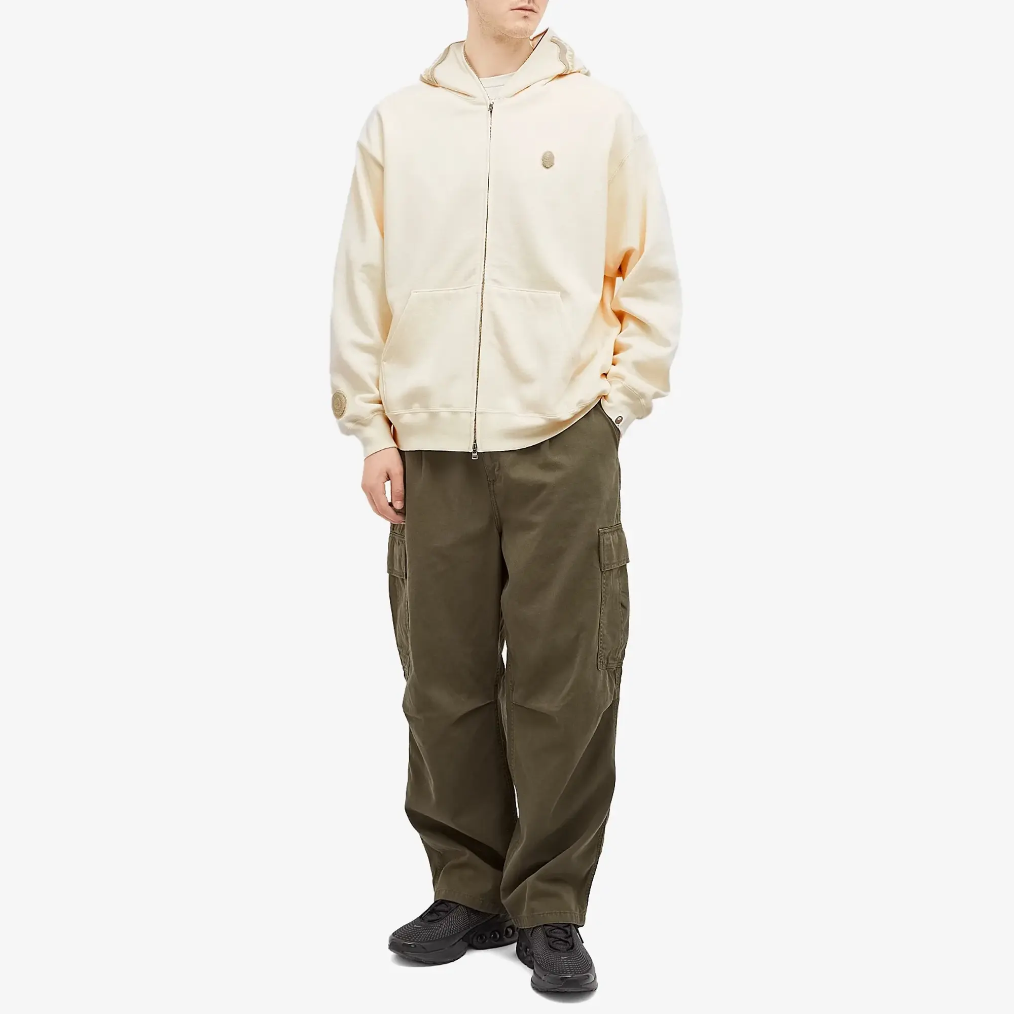 A Bathing Ape Men's One Point Shark Full Zip Hoodie Ivory