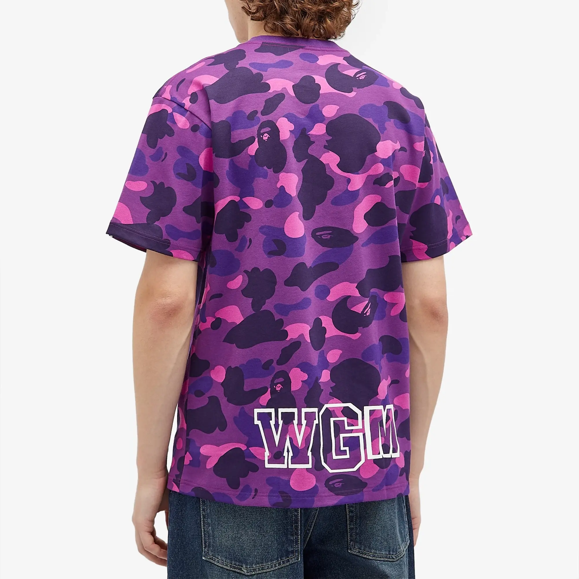 A Bathing Ape Men's All Over Colour Camo Shark T-Shirt Purple